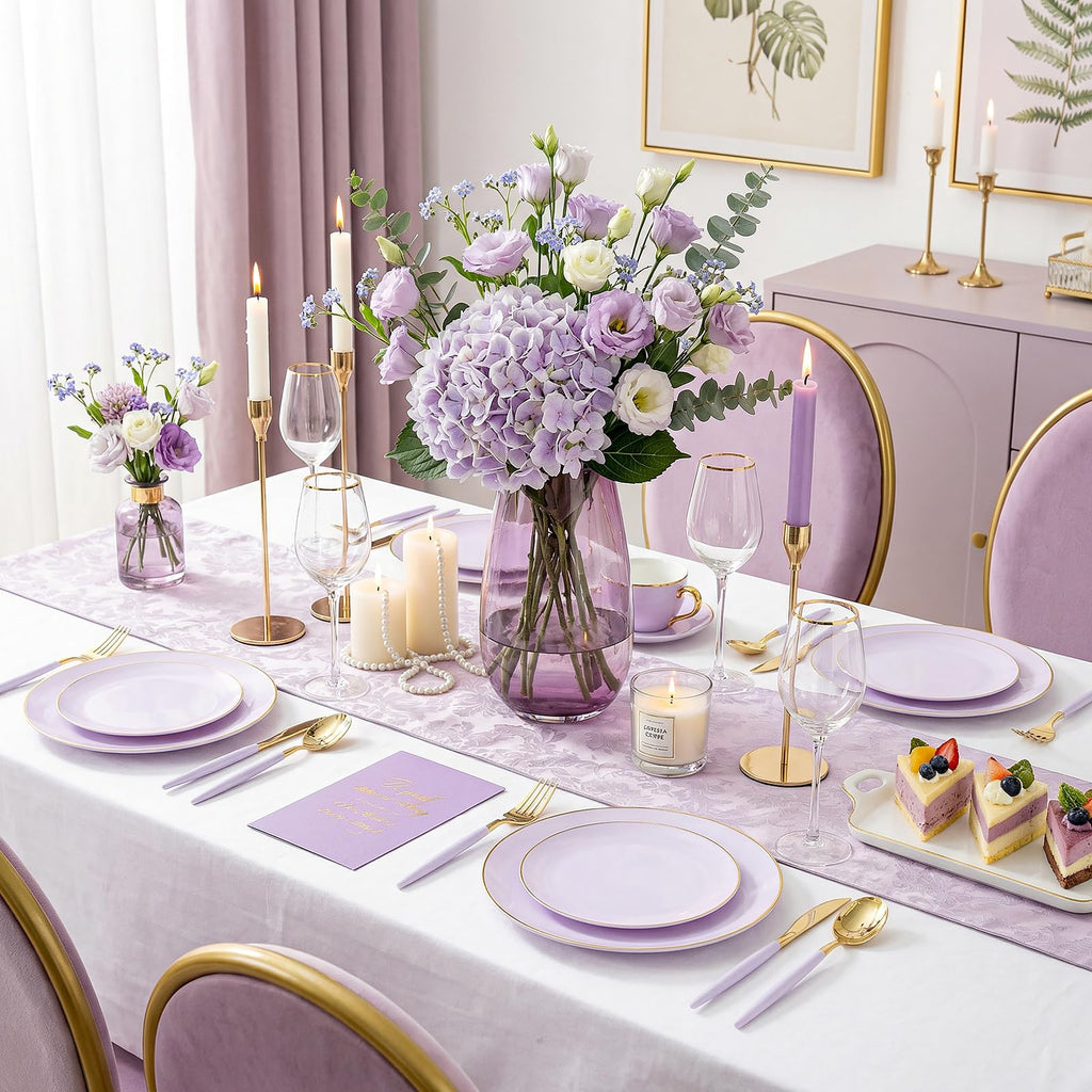 DaYammi 150Pcs Gold Plastic Plates with Disposable Silverware,White Gold Disposable Dinnerware Set - 30 Dinner Plate,30 Dessert Plate,90 Gold Cutlery with White Handles,Fancy Plates for Party Wedding