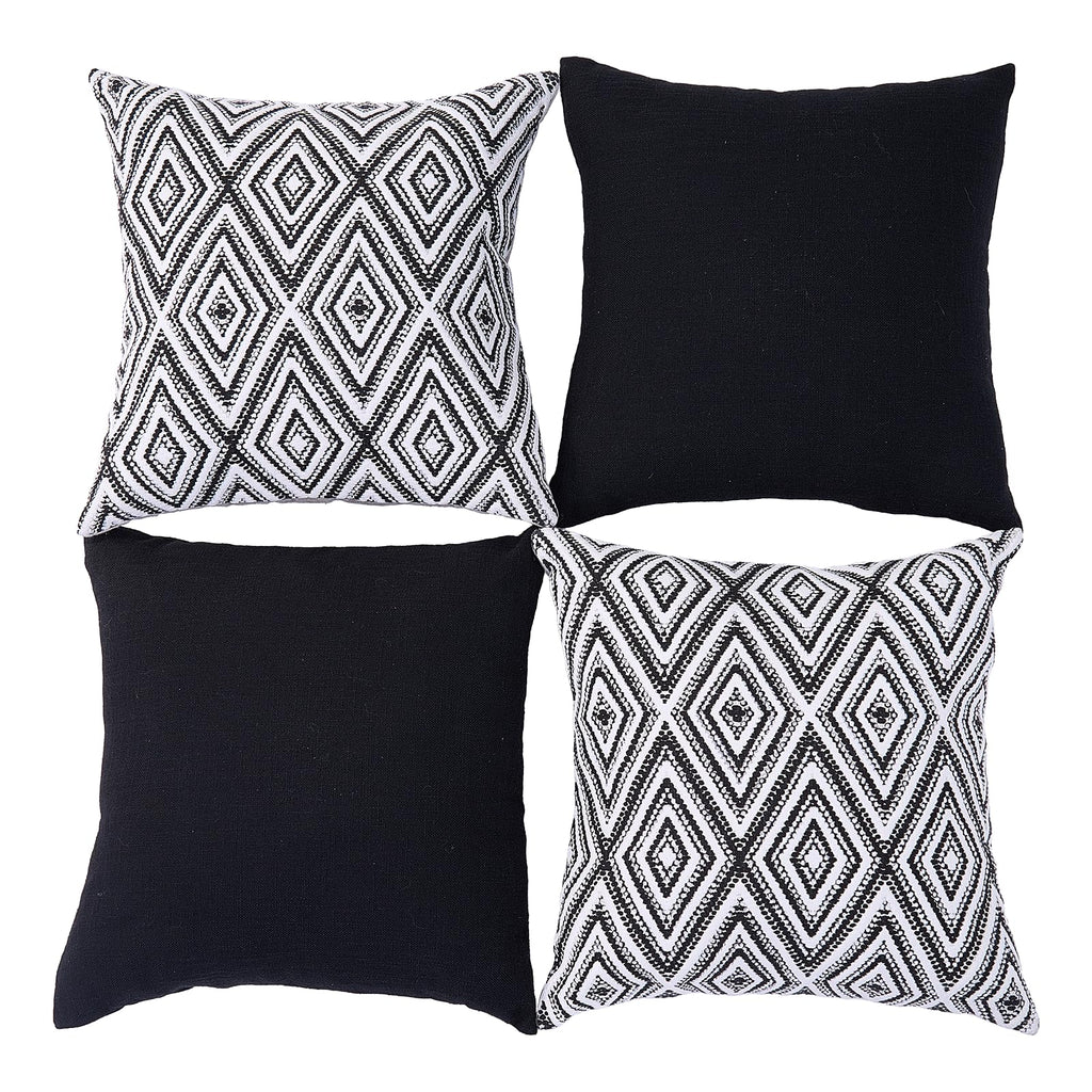 HPUK Decorative Throw Pillow Covers Set of 4 Square Couch Pillows Linen Cushion Cover for Couch Sofa Living Room, 18"x18" inches, Blue