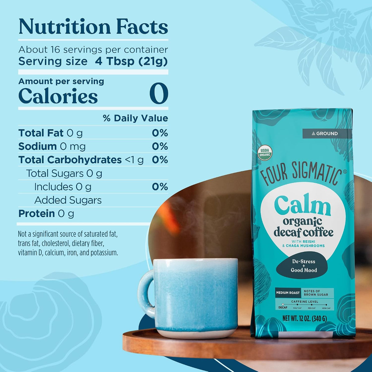 Four Sigmatic Gut Health Organic Ground Coffee | Medium Roast, Immune Boosting Probiotic Mushroom Coffee with Chaga & Turkey Tail for Gut Health & Immune Support | 12oz Bag