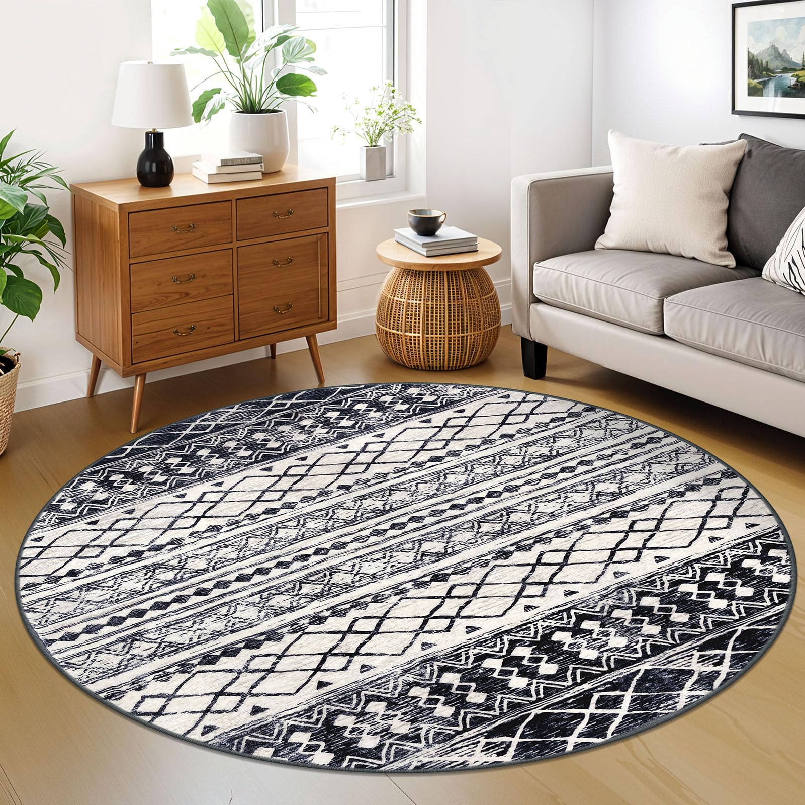 KUTA Washable Non-Slip Rugs for Entryway 2x3, Grey Moroccan Boho Small Area Rug, Ultra Soft Vintage Geometric Low-Pile Indoor Door Mat Floor Carpet for Indoor, Entrance, Kitchen, Bathroom, Bedroom