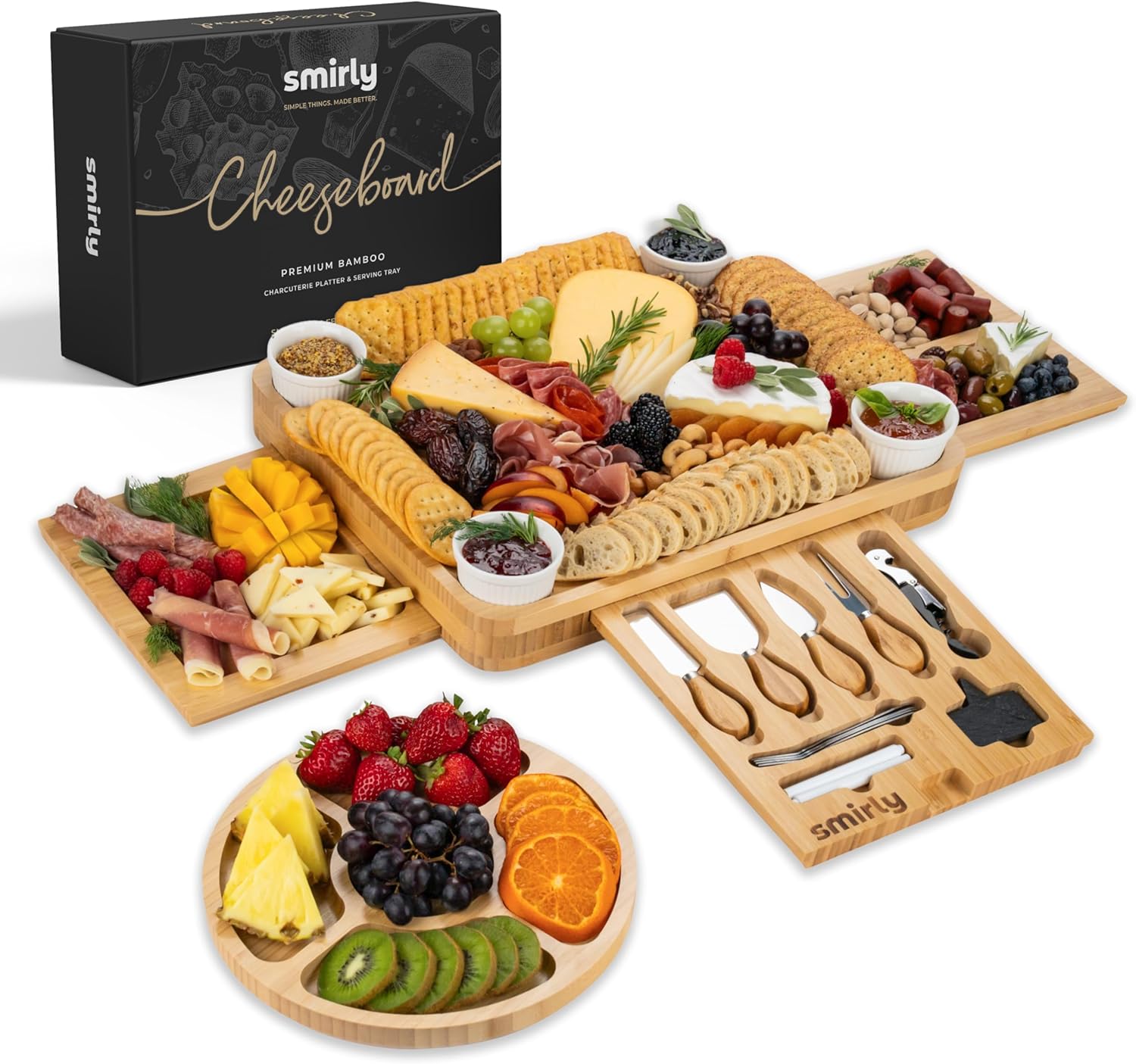 3 Side Acacia Wood Charcuterie Boards Gift Set Bundle