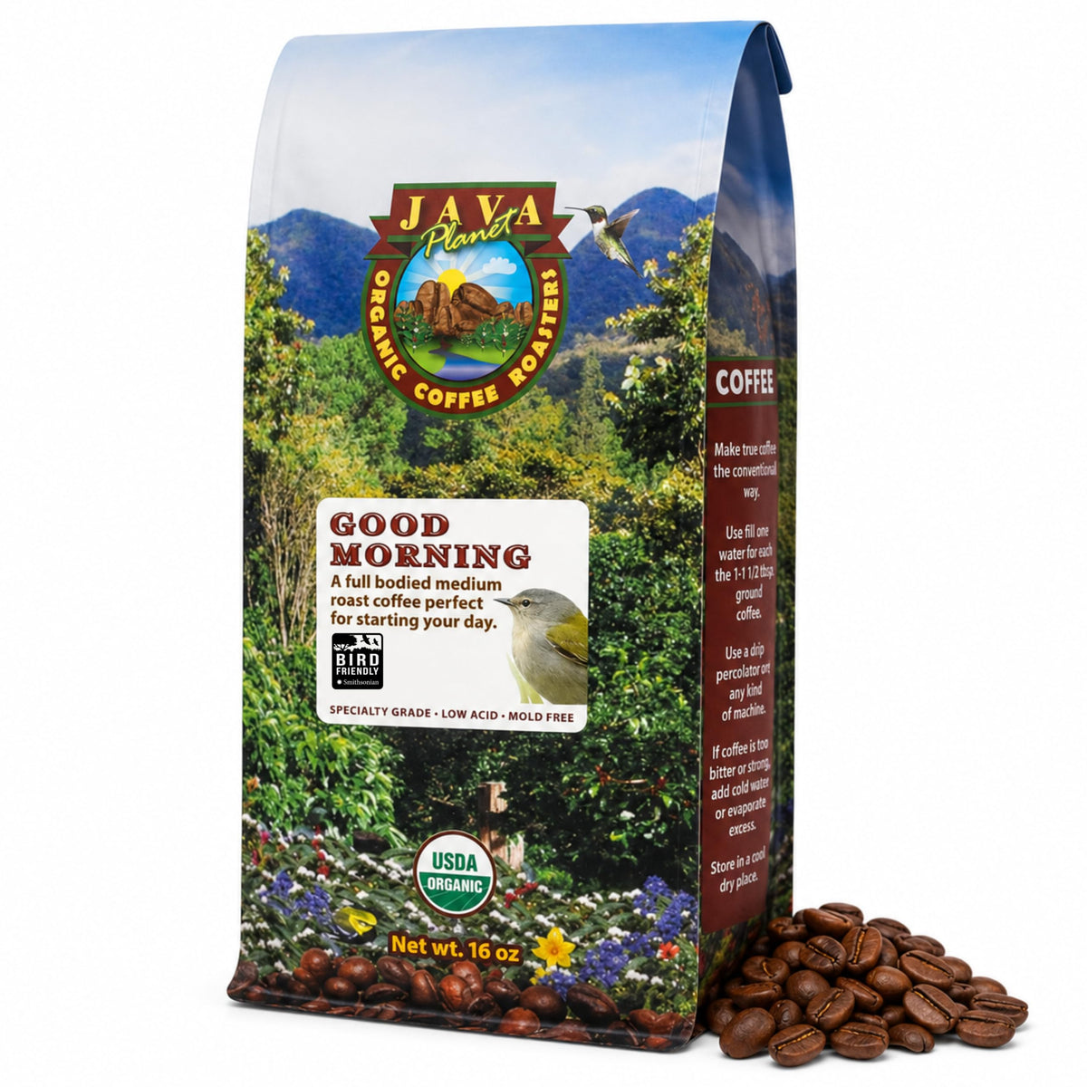 Java Planet Low Acid Organic Espresso Whole Bean Coffee 16oz