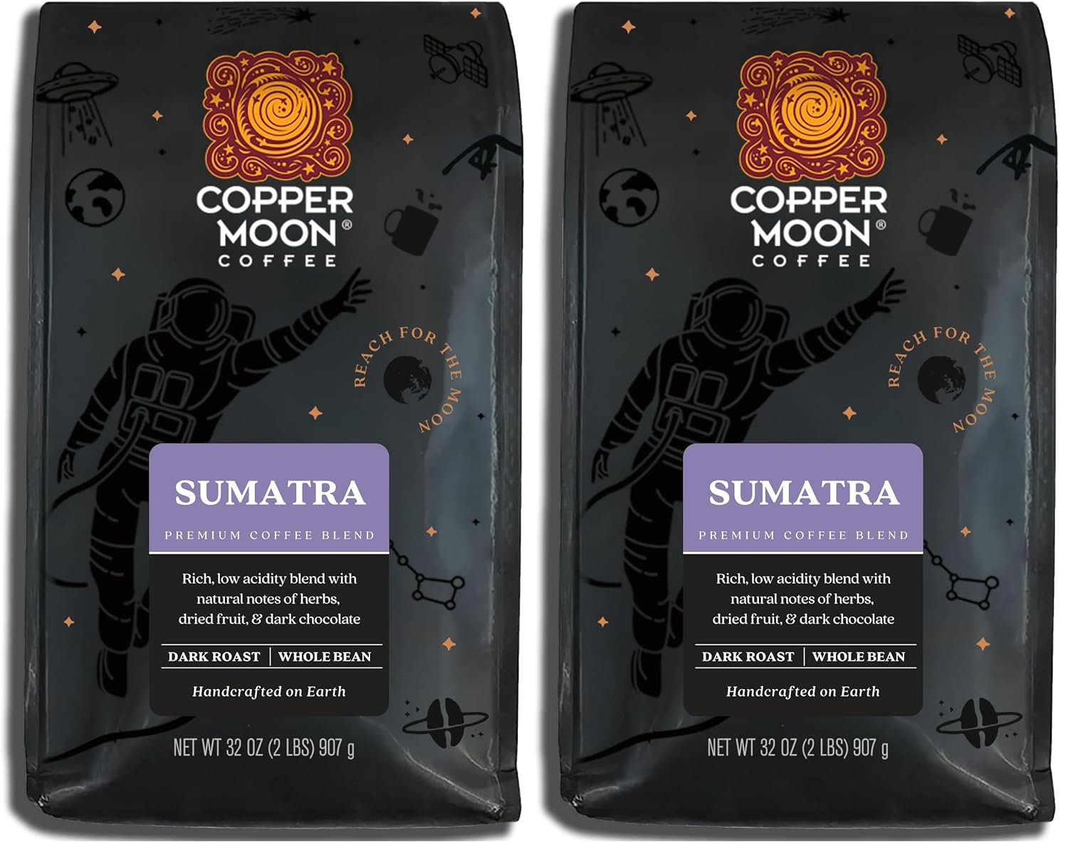 Copper Moon Medium Roast Whole Bean Coffee, Stargazer Blend, 2 Lb