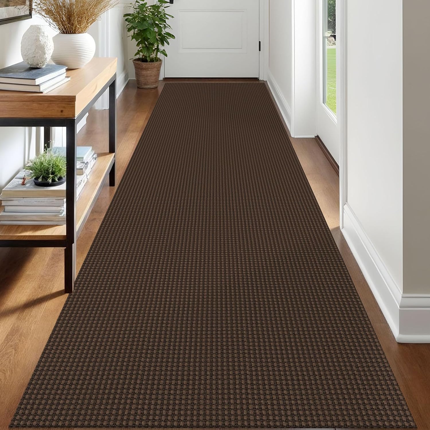 IOHOUZE Small Area Rug 2x3 Washable Woven Rugs for Entryway Non Slip Rubber Backed Kitchen Rugs Indoor Outdoor Doormat Throw Rug Floor Carpet for Entrance Front Door, Orange/Tan/Brown
