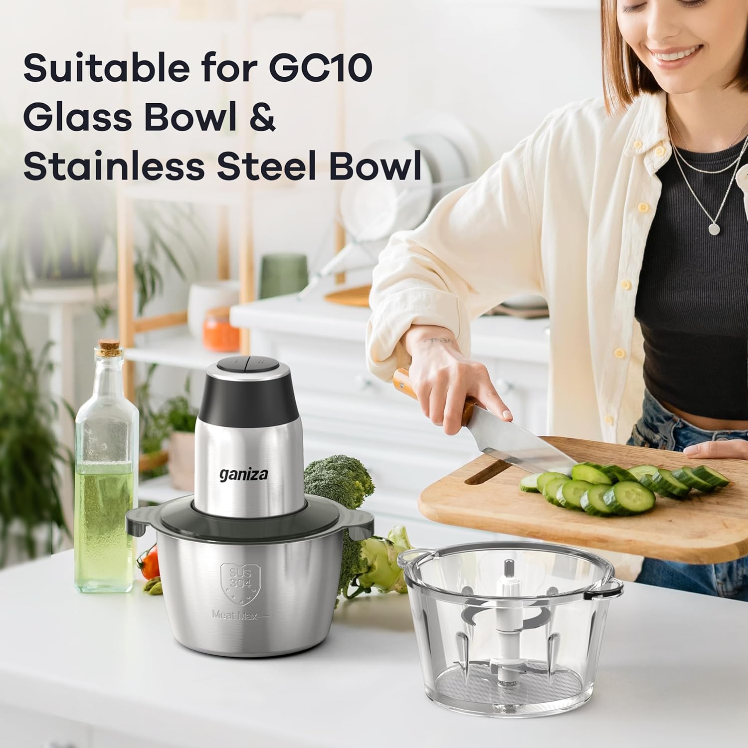 Plastic Cover Compatible with Ganiza GC10 & GC10-S Food Processor, Suitable for GC10 & GC10-S 8 Cup Glass Bowl & 8 Cup Stainless Steel Bowl,1PCS