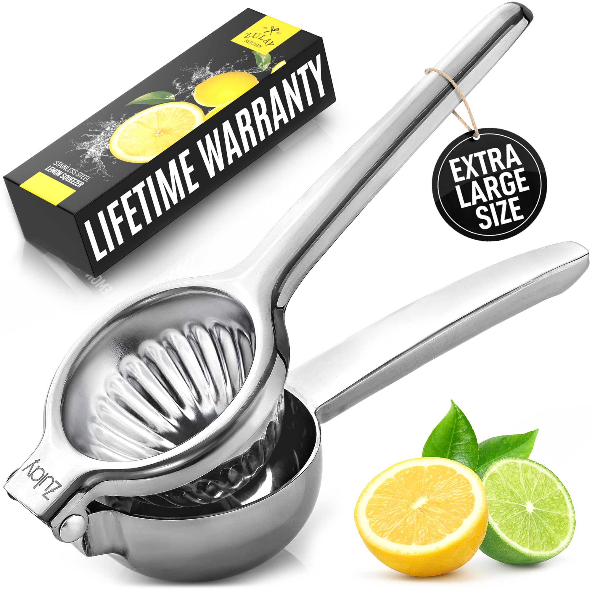 Lemon Squeezer Stainless Steel with Premium Quality Heavy Duty Solid Metal Squeezer Bowl - Large Manual Citrus Press Juicer and Lime Squeezer Stainless Steel - by Zulay Kitchen