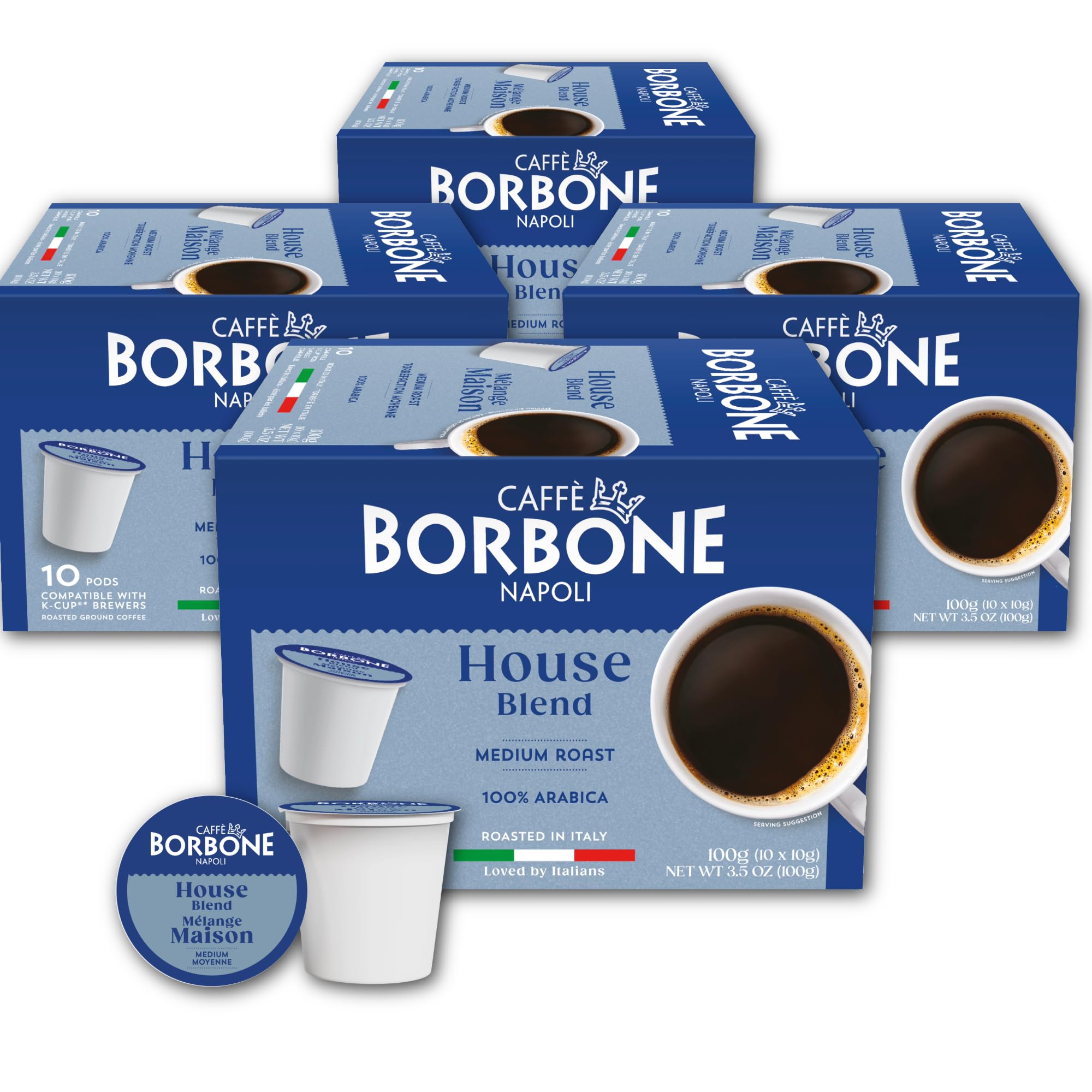 Caffè Borbone Italian Roast Coffee (60 Count) – Medium Dark Roast, Arabica & Robusta Blend, Roasted in Italy for a Bold, Smooth Taste – Single Serve Coffee Pods Compatible with K-Cup Brewers