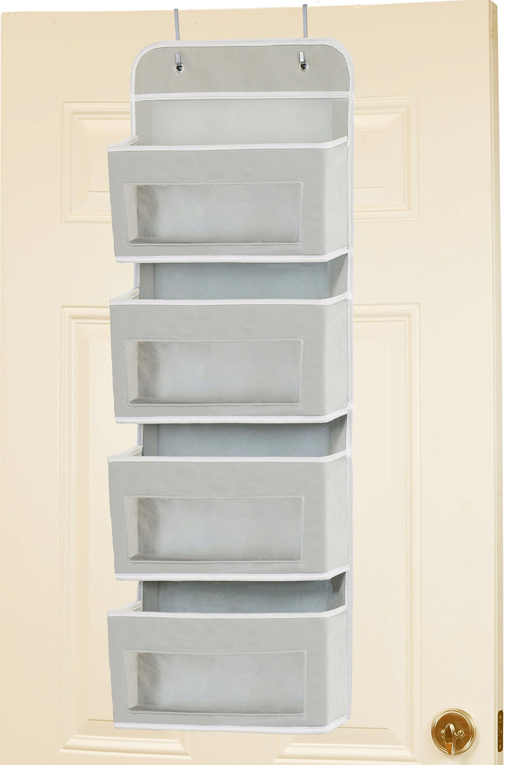 Simple Houseware 6 Clear Window Pocket Over Closet Door Storage Hanging Organizer for Bedroom, Bathroom, Pantry, Beige