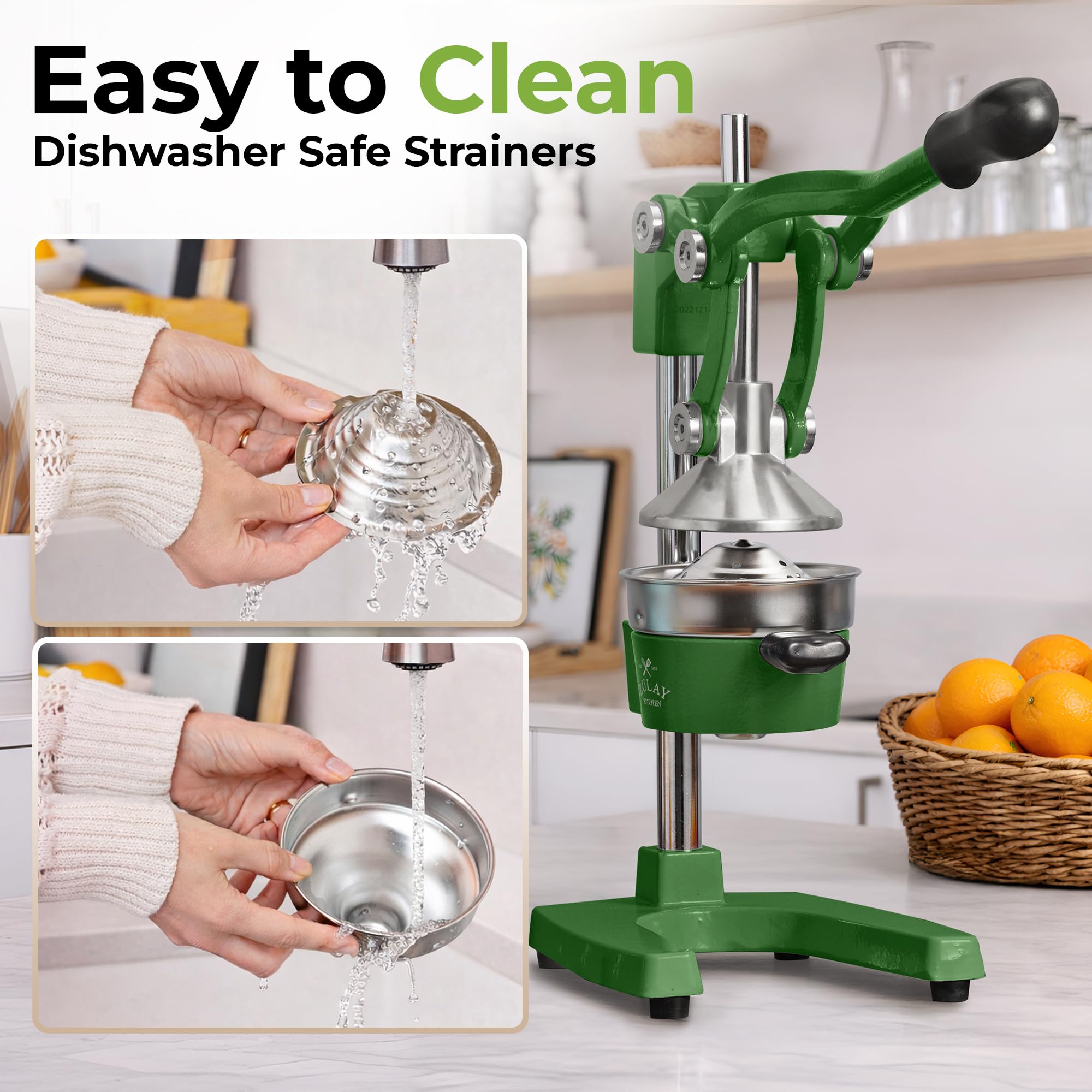 Zulay Kitchen Cast Iron Juicer - Easy-to-Clean Heavy-Duty Manual Juicer, Professional Citrus Juicer - Stainless Steel Lemon Squeezer - Manual Citrus Press & Orange Squeezer - Orange Juicer (Black)