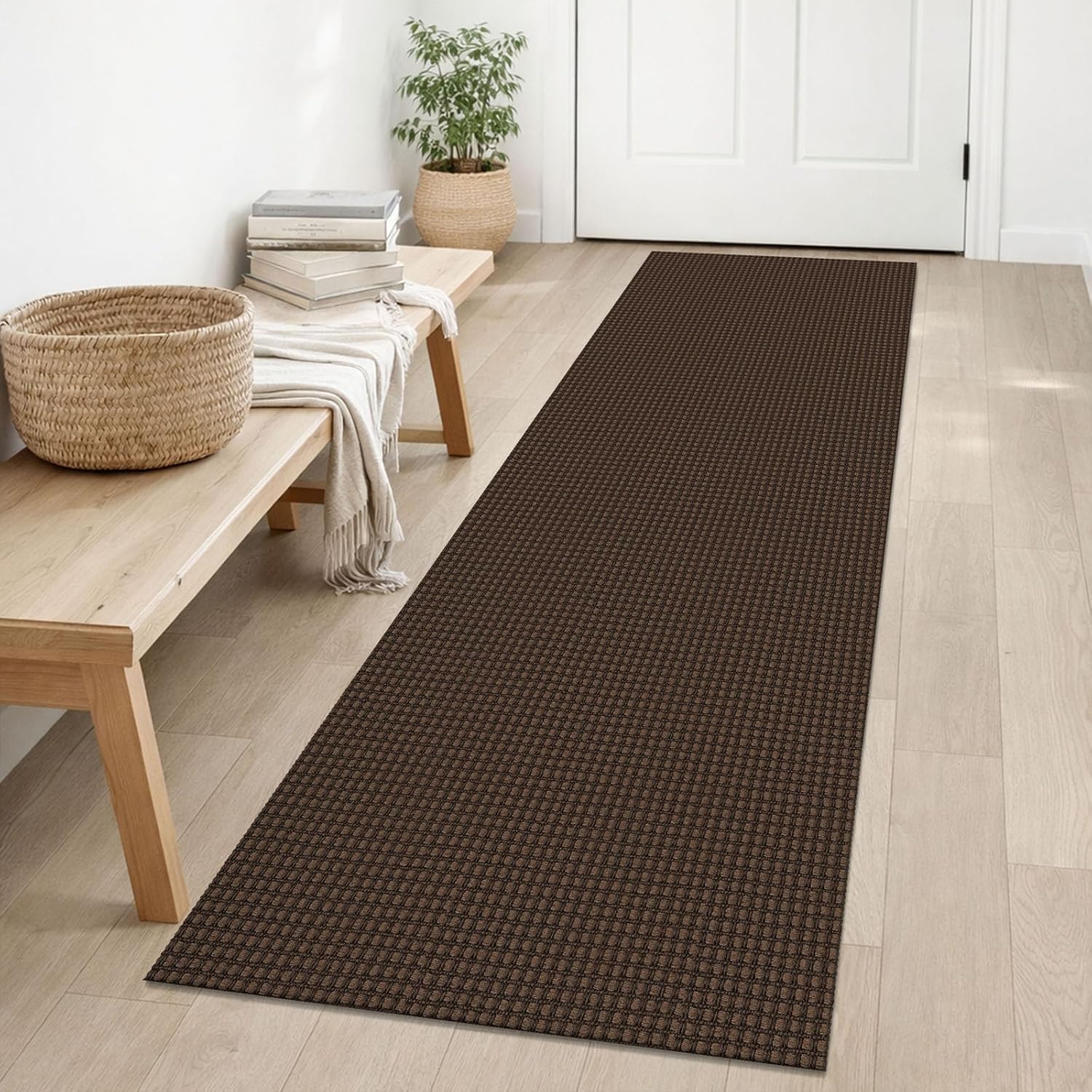 IOHOUZE Small Area Rug 2x3 Washable Woven Rugs for Entryway Non Slip Rubber Backed Kitchen Rugs Indoor Outdoor Doormat Throw Rug Floor Carpet for Entrance Front Door, Orange/Tan/Brown