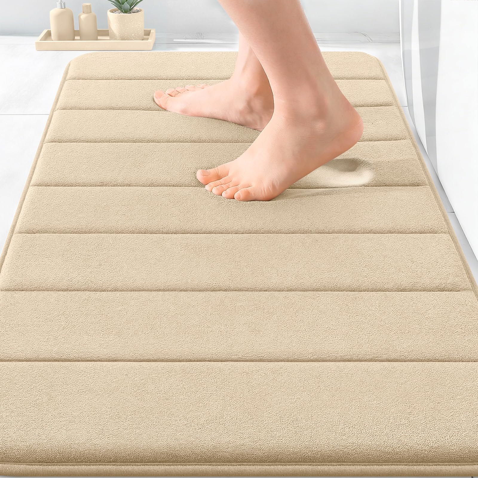 OLANLY Memory Foam Bath Mat 30x20, Super Soft Absorbent Bathroom Rugs, Quick Dry, Machine Washable Shower Floor Rugs, Bathmat Carpet, Bathroom Home Decor Accessories, Grey