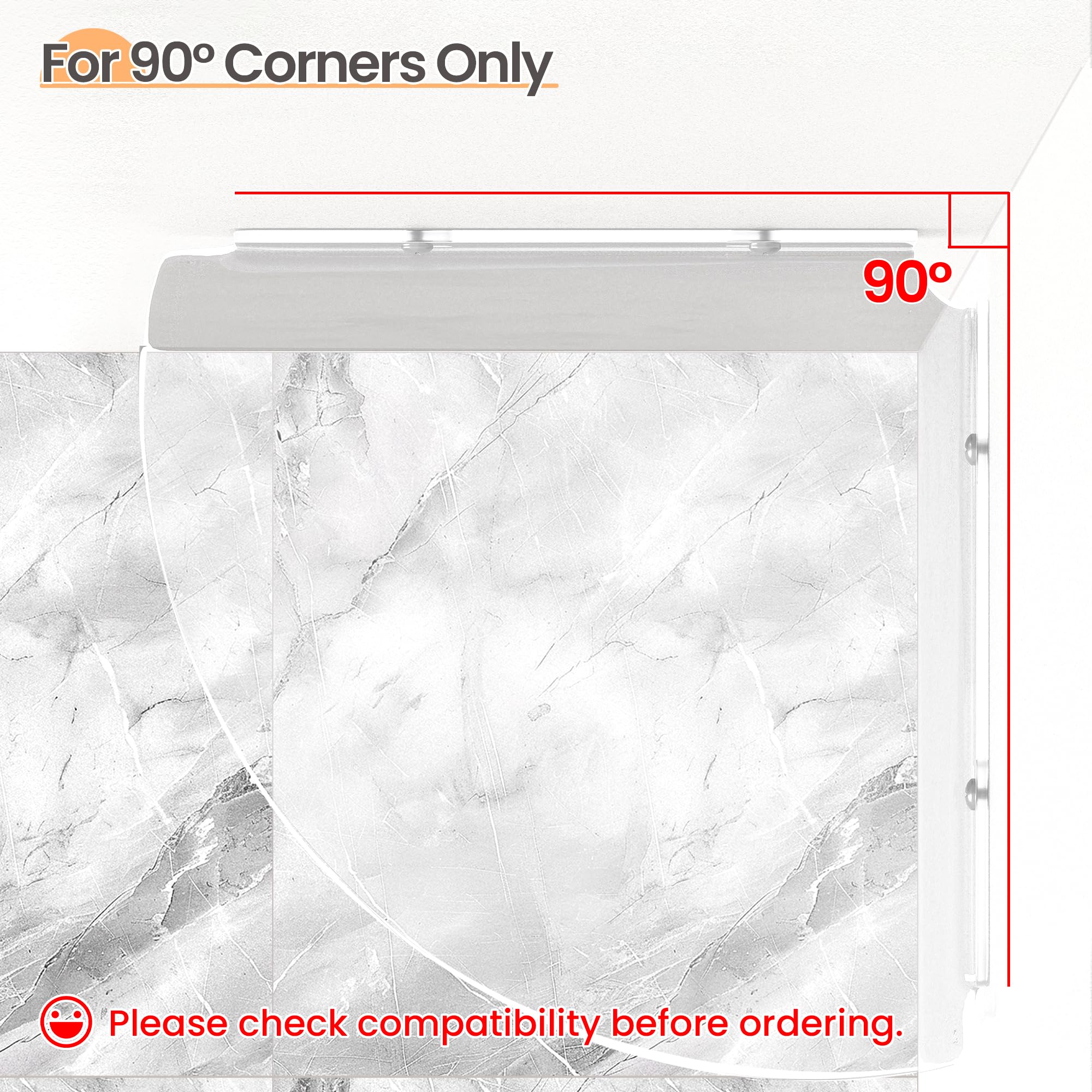 upsimples 4 Pack Acrylic Corner Floating Shelves, 10 in Clear Hanging Shelves with Cable Management Design, Wall Mounted Corner Storage Organizer for Bathroom, Bedroom, Living Room, Kitchen