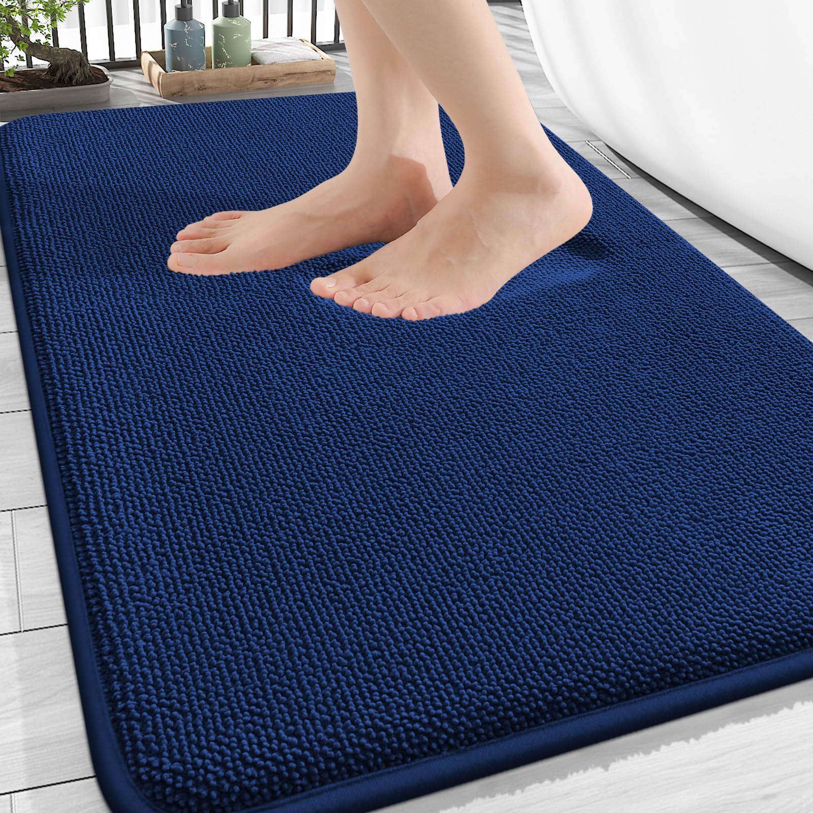 OLANLY Thick Memory Foam Bath Mat Rug 30x20, Extra Soft Absorbent Bathroom Rugs, Quick Dry Bath Mats, Non-Slip, Machine Washable Carpet for Bathroom, Tub and Shower, Home Decor Accessories, Grey
