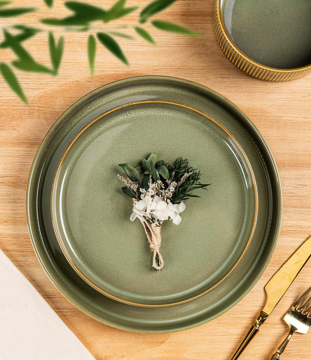 TheTerra Ceramic Dinnerware Sets for 4, 12 Pieces Porcelain Lightweight Speckled Plates and Bowls Sets, Scratch Resistant Dish Set, Oven & Microwave & Dishwasher Safe