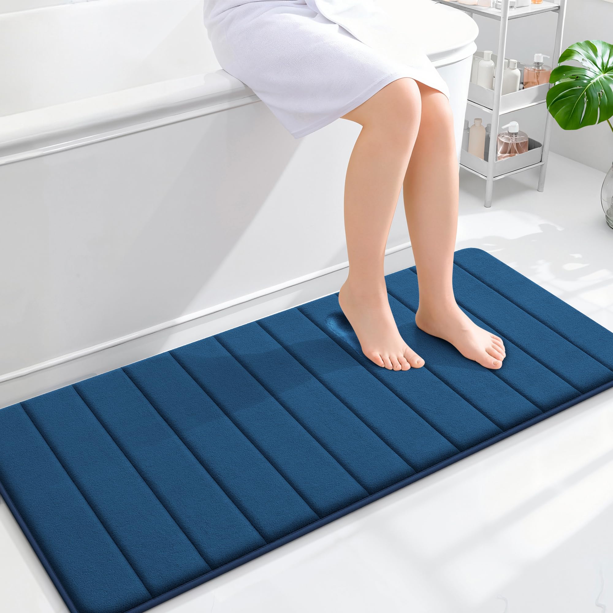 OLANLY Memory Foam Bath Mat 30x20, Super Soft Absorbent Bathroom Rugs, Quick Dry, Machine Washable Shower Floor Rugs, Bathmat Carpet, Bathroom Home Decor Accessories, Grey