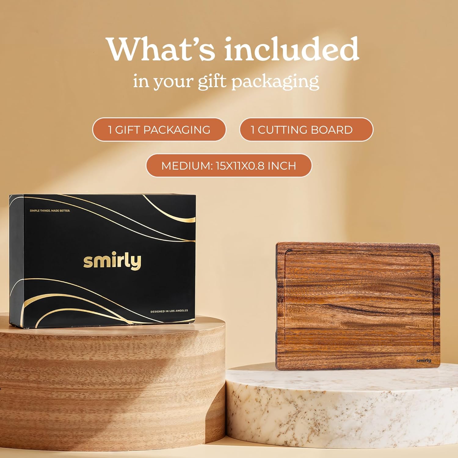 SMIRLY Bamboo Cutting Board Set, Chopping Board and Wooden Cutting Boards for Kitchen, Small Wood Cutting Board and butcher block (Walnut, 1 Pack)