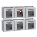 Homsorout Storage Cube 11 Inch - Cube Storage Bins with Window, Closet Storage Baskets with Handle, Fabric Bins for Closet, Shelves, Toys, Clothes, Set of 6, Grey