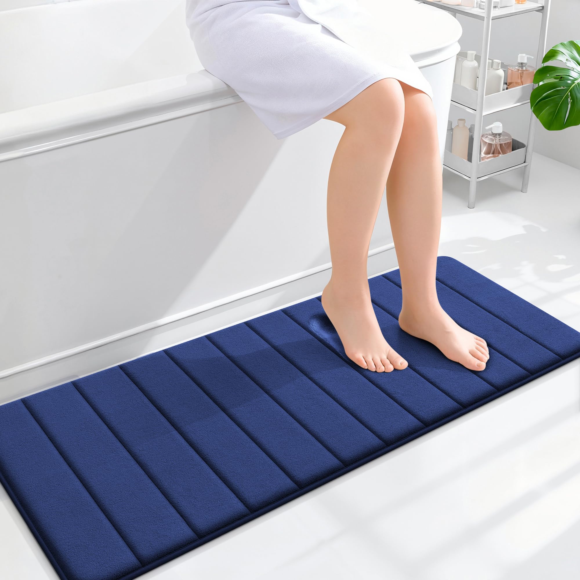 OLANLY Memory Foam Bath Mat 30x20, Super Soft Absorbent Bathroom Rugs, Quick Dry, Machine Washable Shower Floor Rugs, Bathmat Carpet, Bathroom Home Decor Accessories, Grey