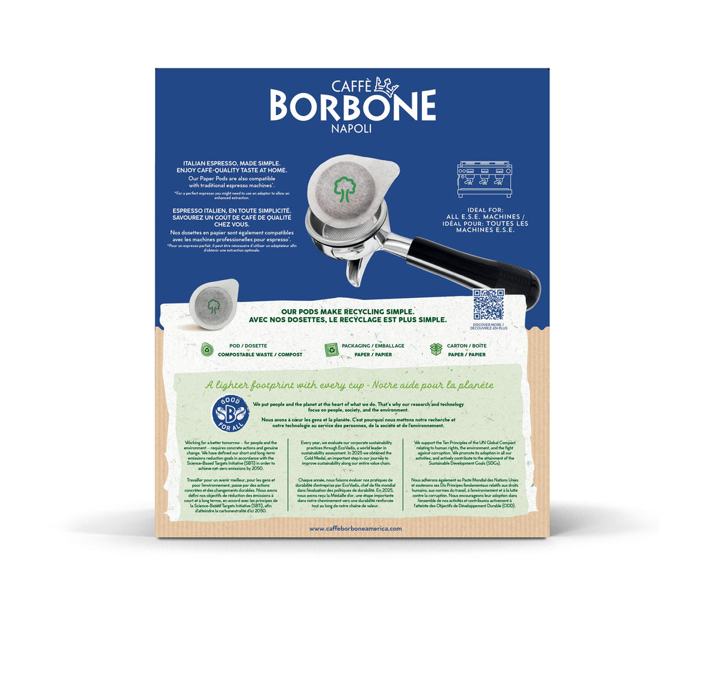 Caffè Borbone Espresso Paper Pods, Blue Blend, Balanced and Full-Bodied, Medium Roast ESE Pods, Authentic Italian Espresso - 150 Count