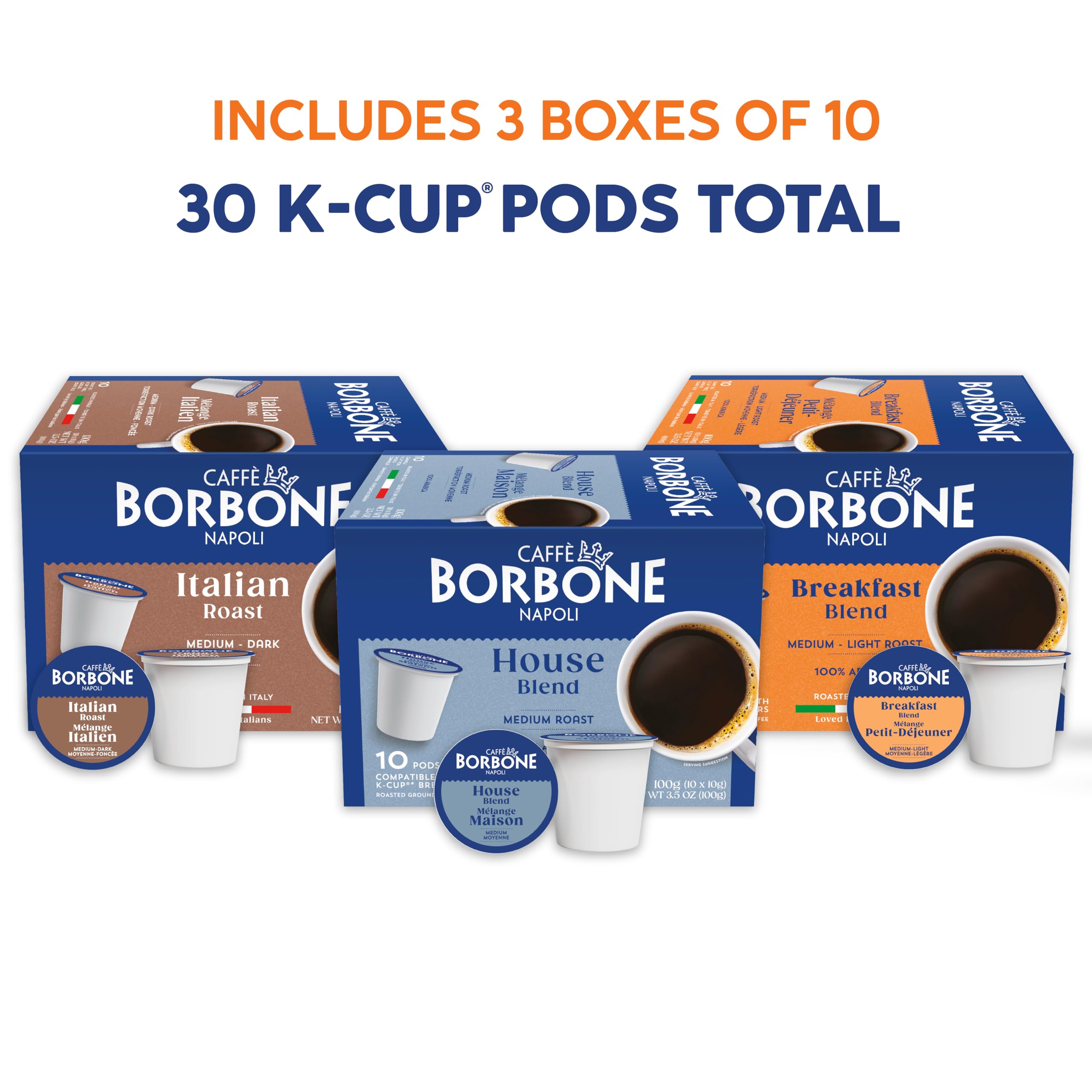 Caffè Borbone Italian Roast Coffee (60 Count) – Medium Dark Roast, Arabica & Robusta Blend, Roasted in Italy for a Bold, Smooth Taste – Single Serve Coffee Pods Compatible with K-Cup Brewers