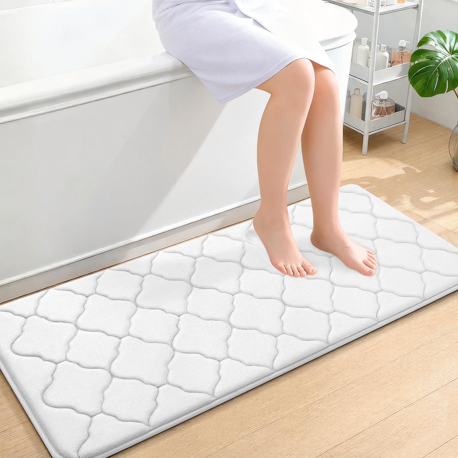 OLANLY Memory Foam Bath Mat Rug 24x16, Ultra Soft and Absorbent Bathroom Rugs, Non-Slip, Comfortable, Machine Washable Bath Carpet for Bathroom Floor, Tub, Shower and Home Decor Accessories, Black