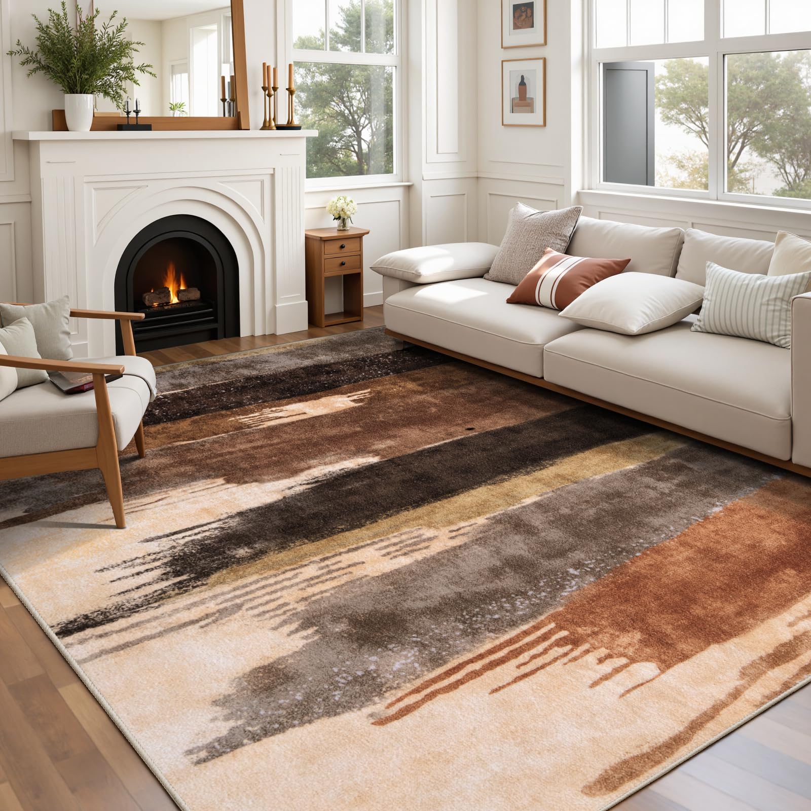 Ciicool Modern Abstract Area Rug 2x3 Washable Small Entryway Rug, Non-Slip Low Pile Throw Rug, Foldable Kitchen Bathroom Rugs, Blue Grey Floor Carpet for Entrance Living Room Bedroom Indoor Doormat