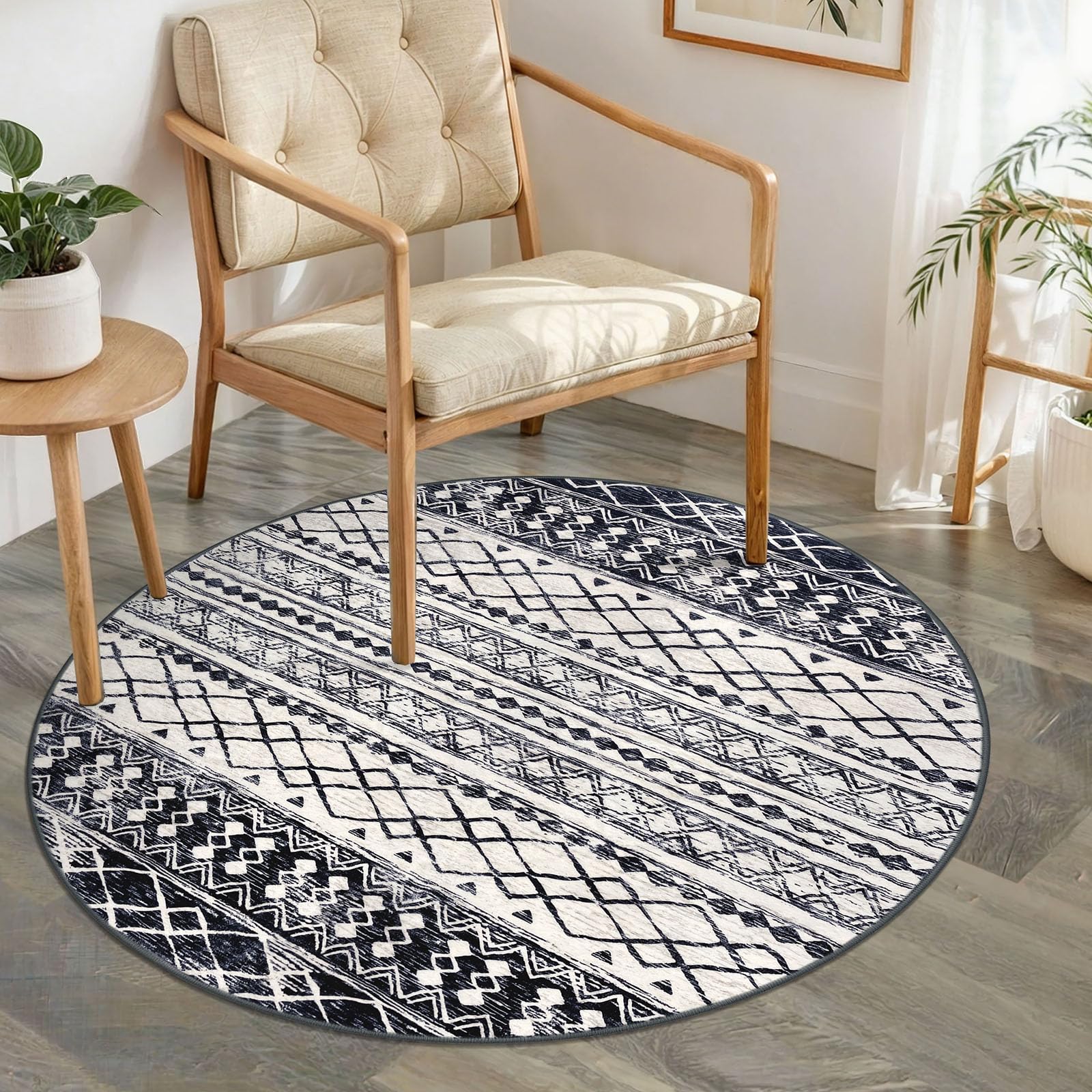 KUTA Washable Non-Slip Rugs for Entryway 2x3, Grey Moroccan Boho Small Area Rug, Ultra Soft Vintage Geometric Low-Pile Indoor Door Mat Floor Carpet for Indoor, Entrance, Kitchen, Bathroom, Bedroom