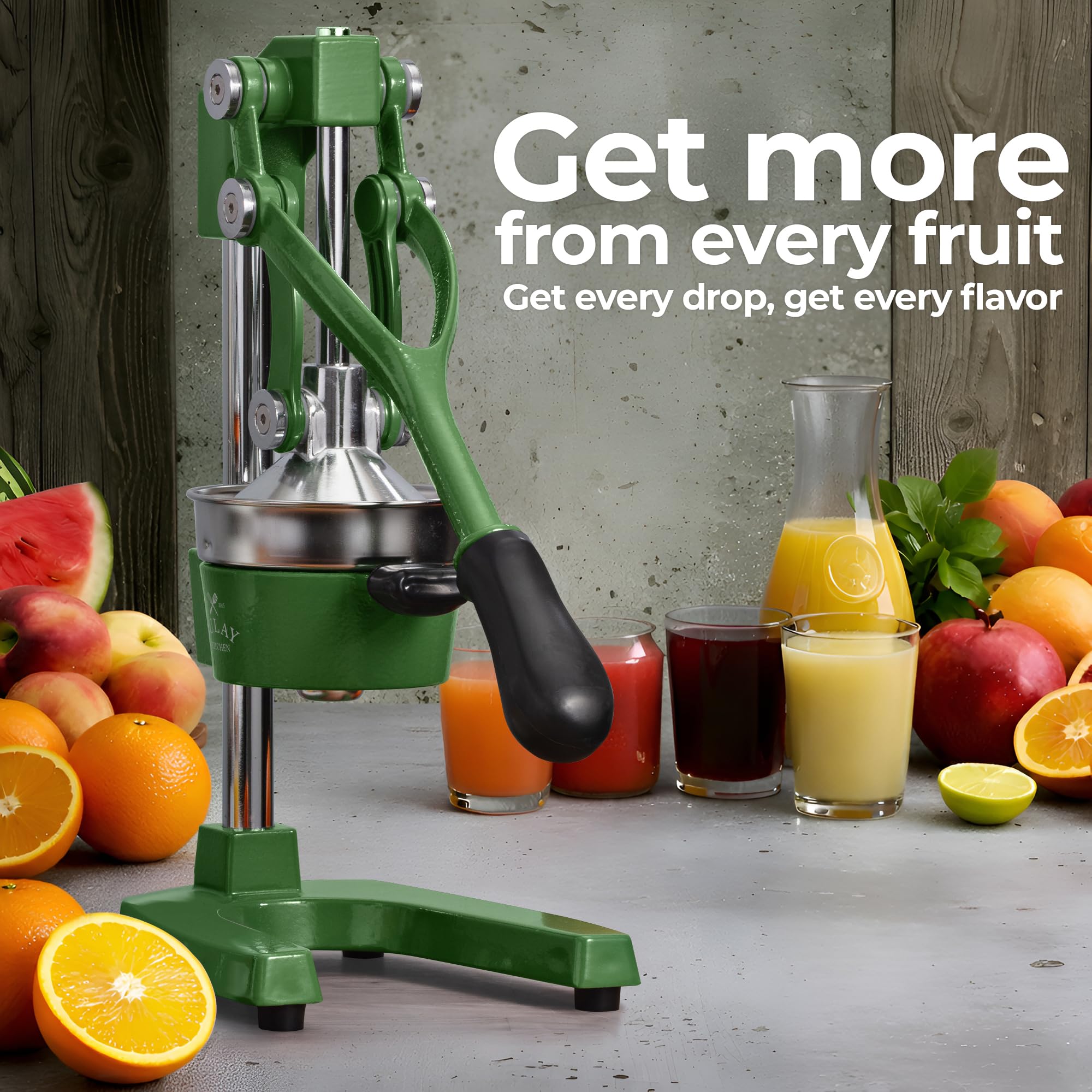 Zulay Kitchen Cast Iron Juicer - Easy-to-Clean Heavy-Duty Manual Juicer, Professional Citrus Juicer - Stainless Steel Lemon Squeezer - Manual Citrus Press & Orange Squeezer - Orange Juicer (Black)