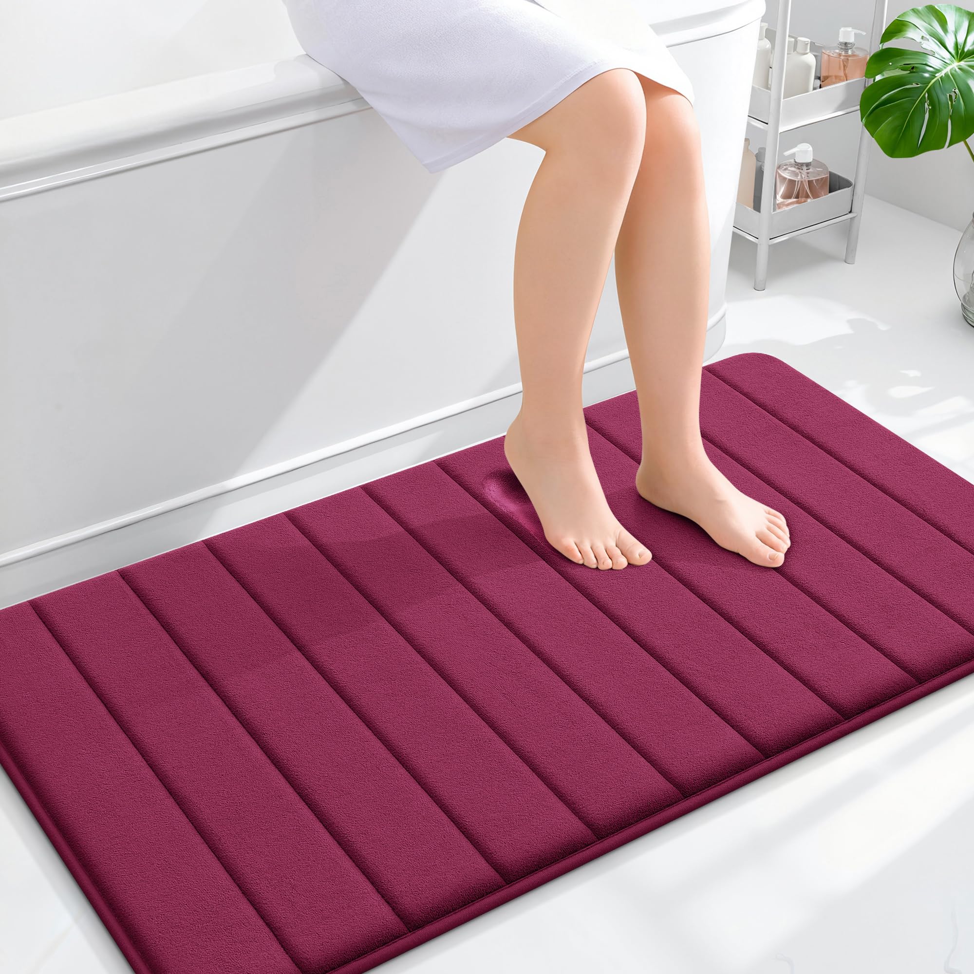 OLANLY Memory Foam Bath Mat 30x20, Super Soft Absorbent Bathroom Rugs, Quick Dry, Machine Washable Shower Floor Rugs, Bathmat Carpet, Bathroom Home Decor Accessories, Grey