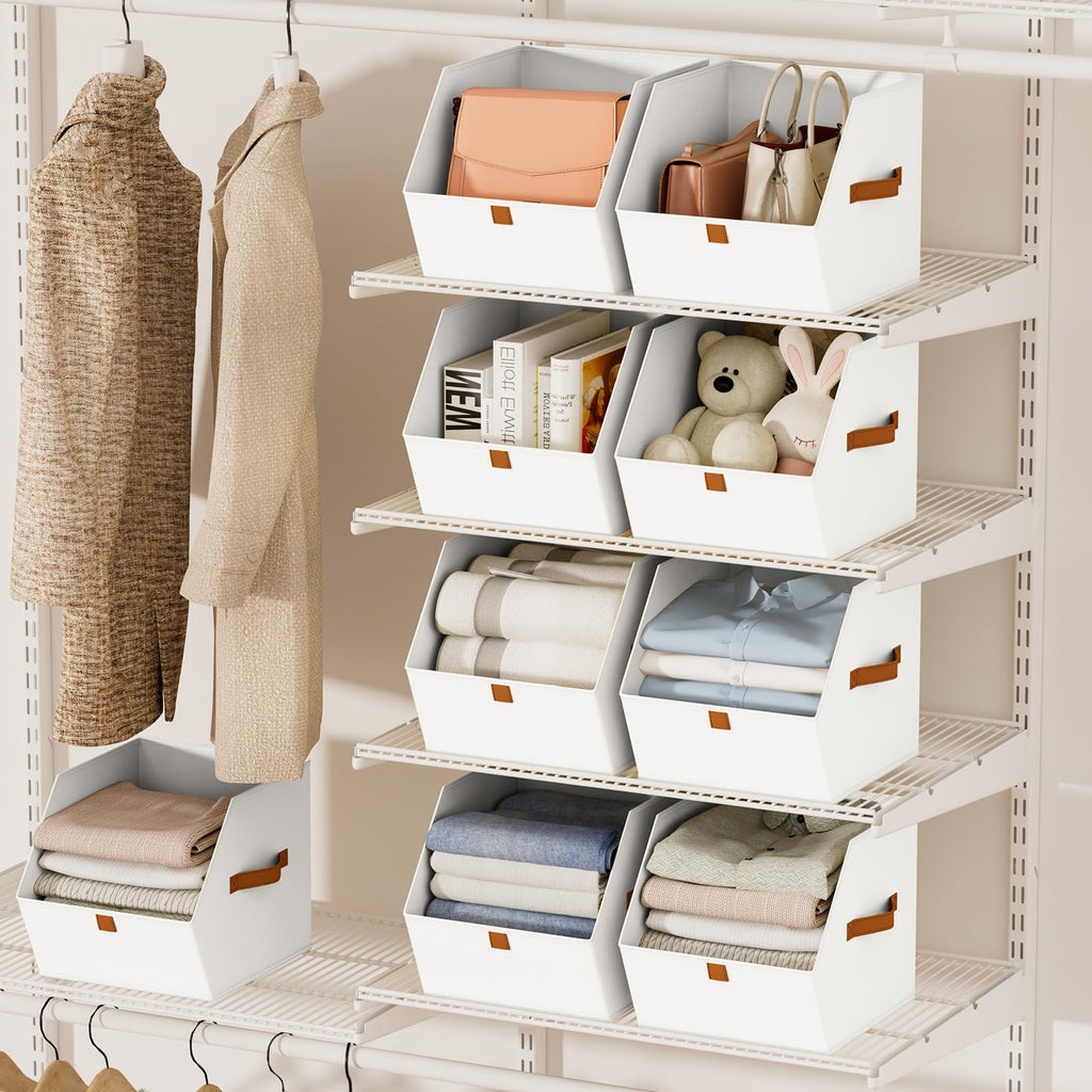Homsorout Fabric Closet Storage Cubes - 6 Pack Square Storage Bins with Dual Handles for Clothes, Towels, Toys, Cube Storage Organizers for Bedroom, Nursery, Shelves, Closet, Small Spaces, Beige