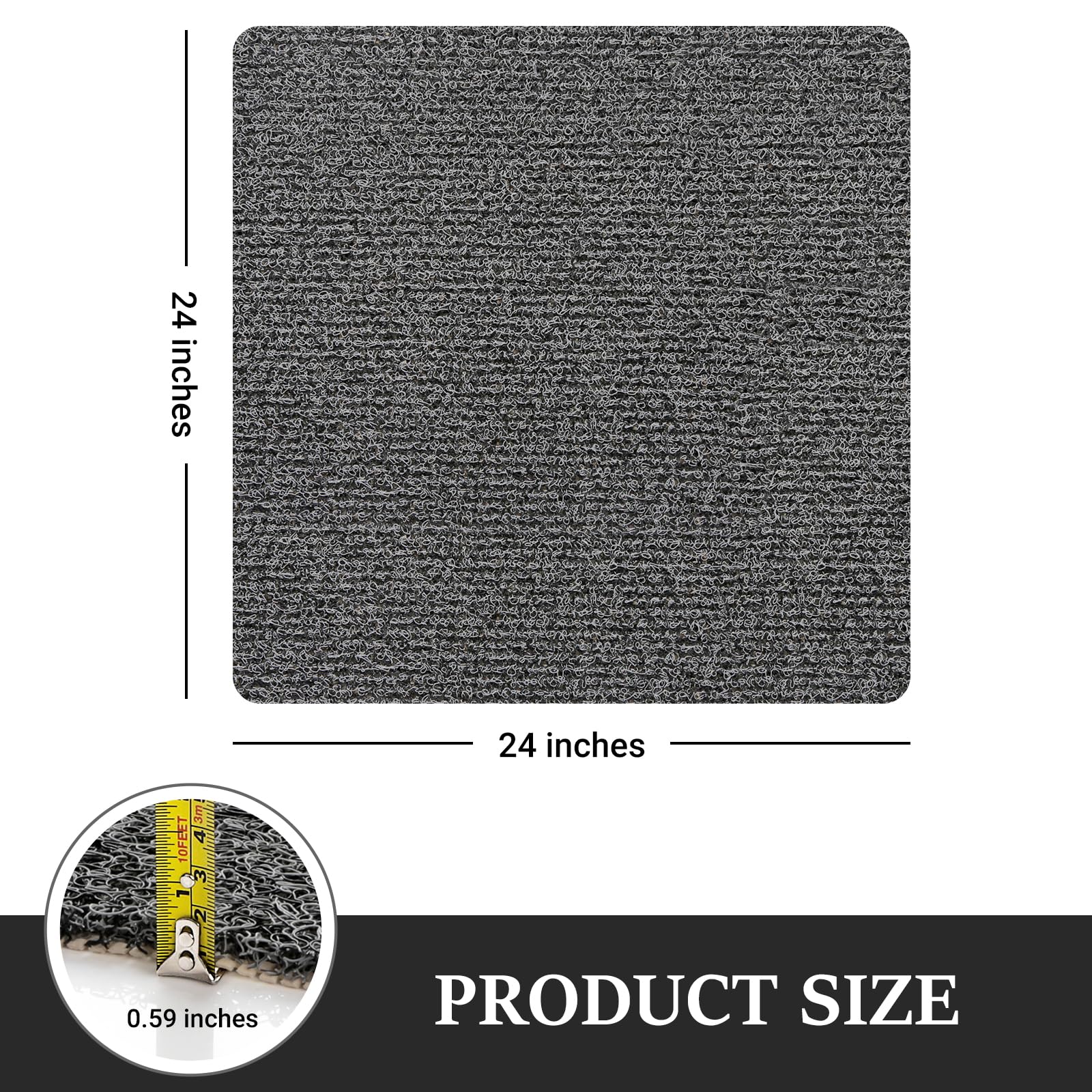 PVC Loofah Shower/Bathtub Mat Non-Slip, 24x16 inch, Soft Tub Mat with Drain, for Tub and Bathroom,Quick Drying,Grey