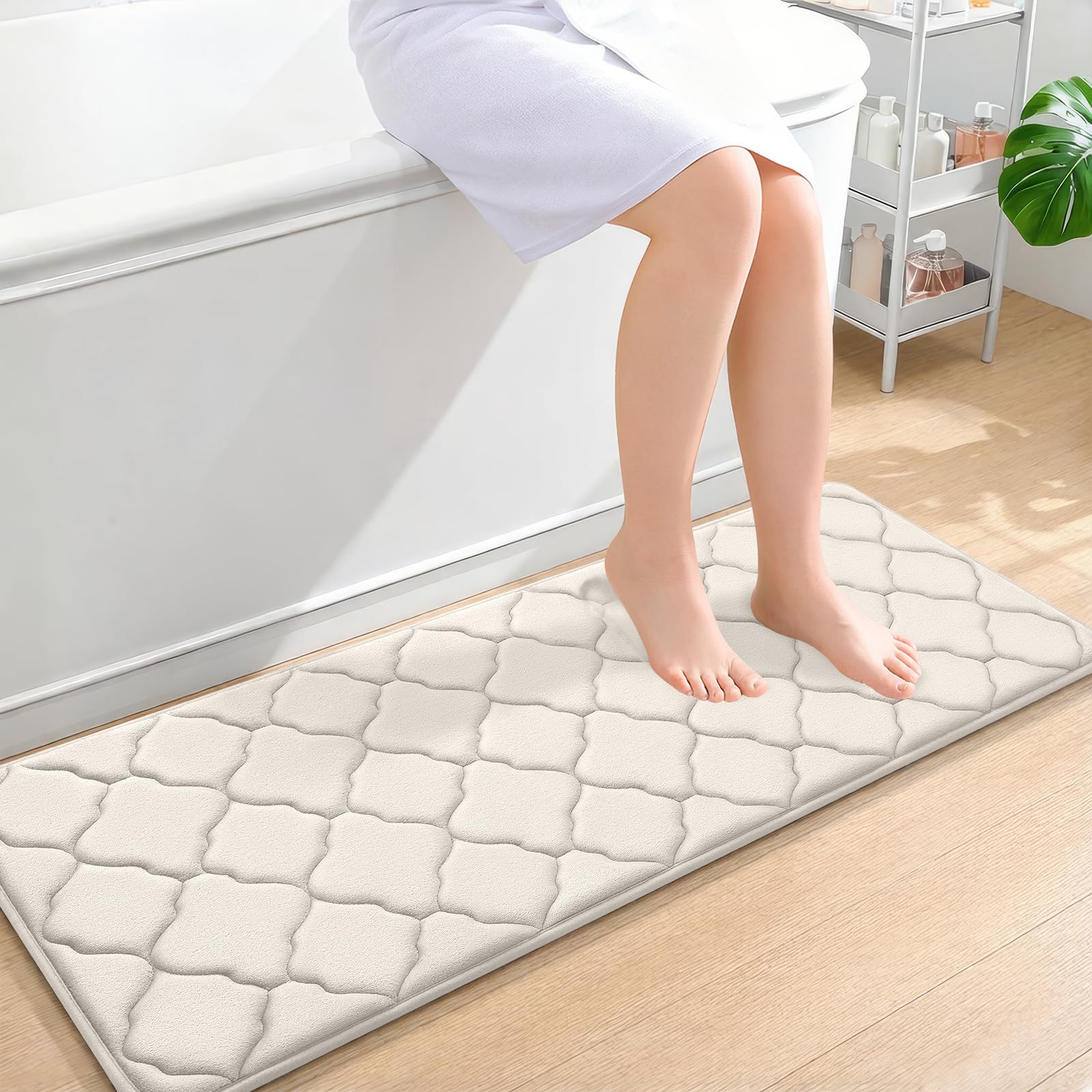 OLANLY Memory Foam Bath Mat Rug 24x16, Ultra Soft and Absorbent Bathroom Rugs, Non-Slip, Comfortable, Machine Washable Bath Carpet for Bathroom Floor, Tub, Shower and Home Decor Accessories, Black