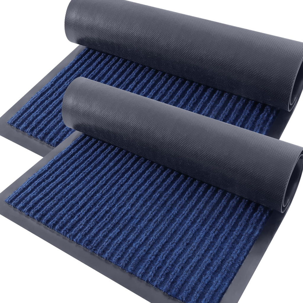 OLANLY Front Door Mat Indoor Outdoor Entrance, 2-Pack 29.5 x 17 Inch, Waterproof Heavy Duty Doormat, Fade Resistant, Low Profile, Easy Clean Patio Porch Welcome Floor Mats for Entry, Grey