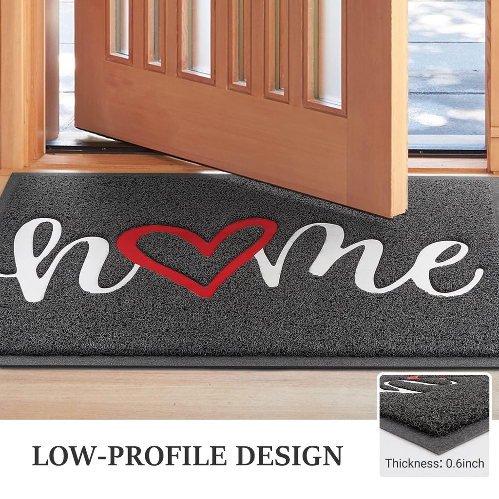 Door Mat (30"x17.5",Black), Welcome Mat Low Profile Front Doormat Floor Mat Non Slip Rugs for Entryway, Patio, High Traffic Areas