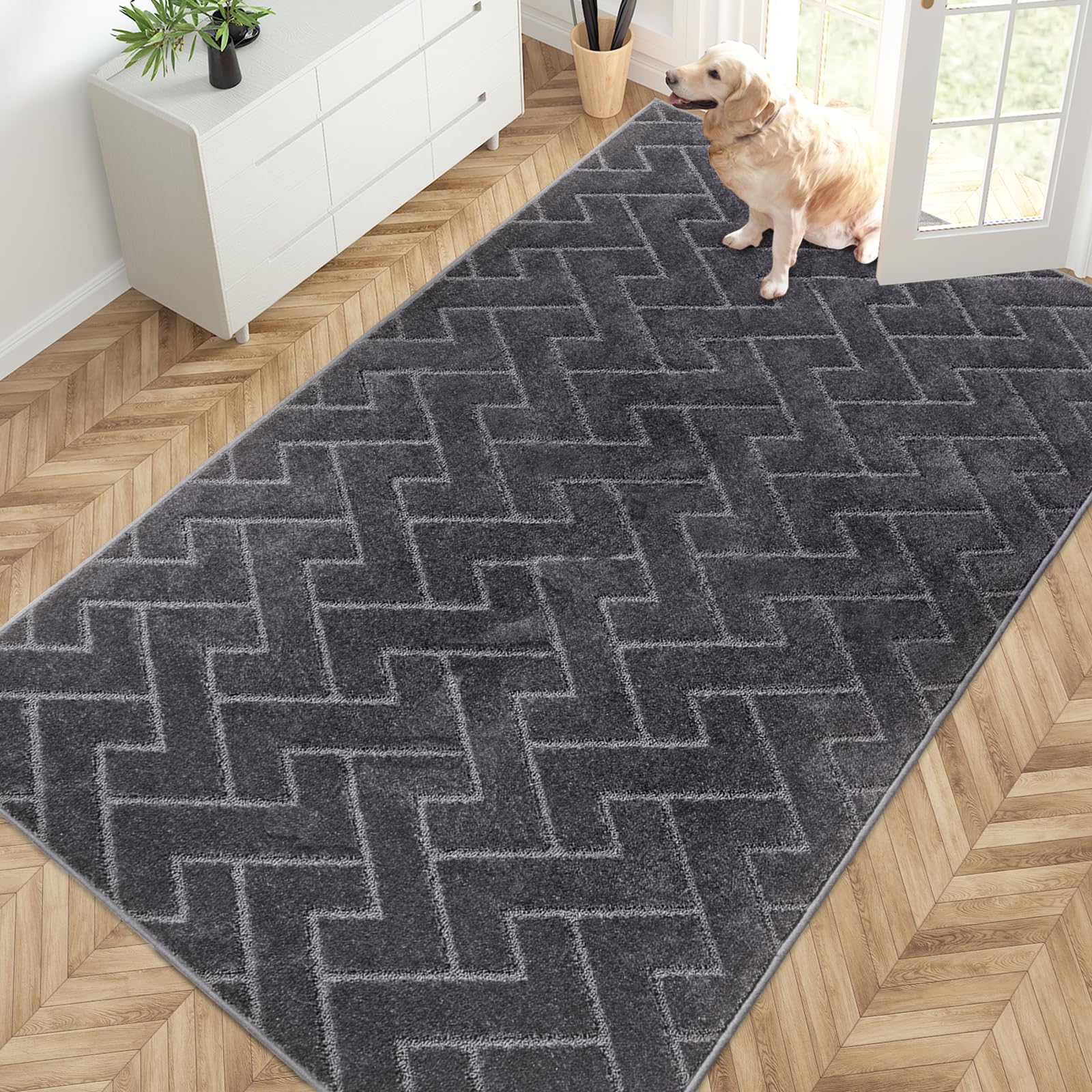 PURRUGS Dirt Trapping Door Mat 20" x 31.5", Non-Slip Machine Washable Entry Rug, Dog Doormat, Indoor Front Door Mat, Super Absorbent Entryway Rug for Muddy Shoes & Paws, Taupe