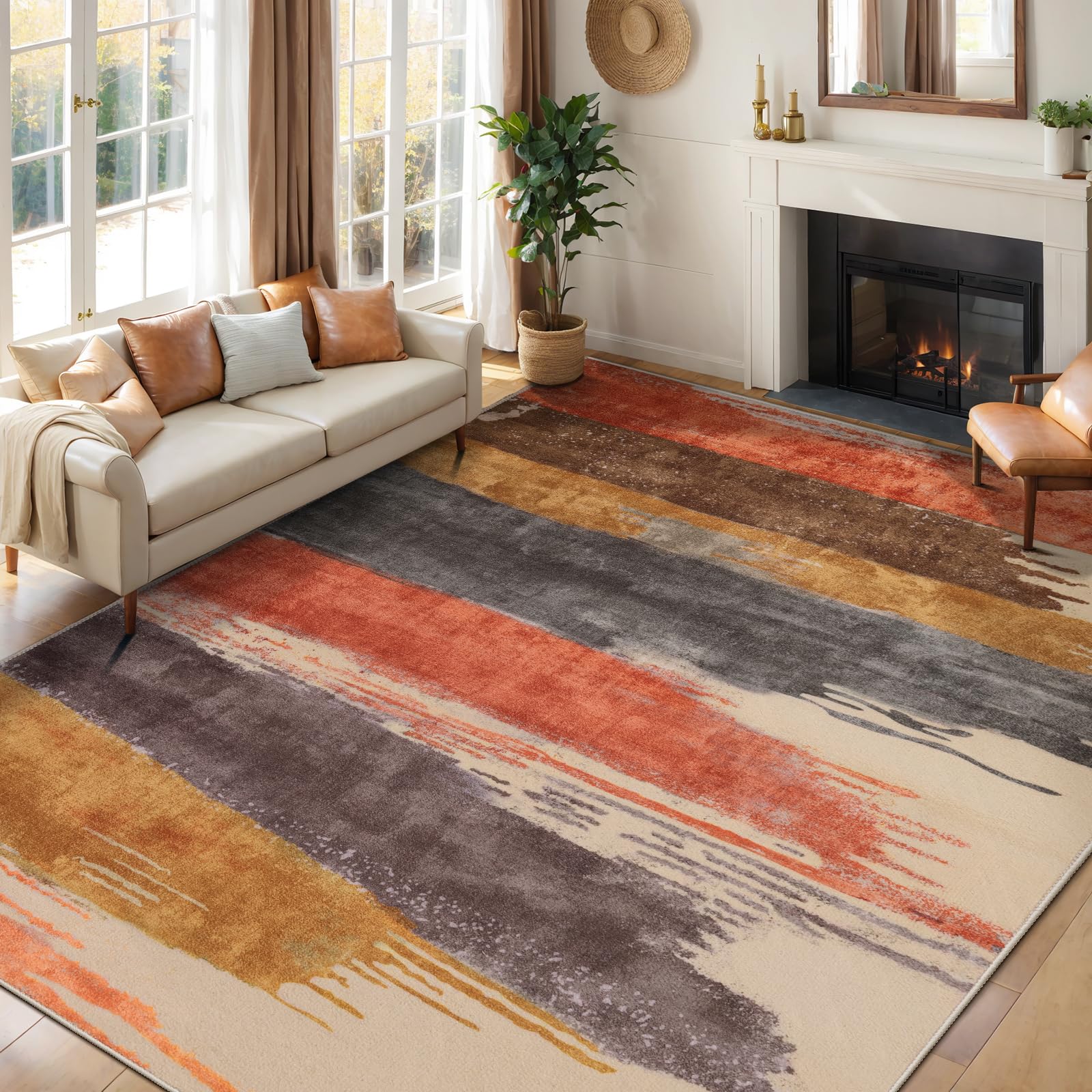 Ciicool Modern Abstract Area Rug 2x3 Washable Small Entryway Rug, Non-Slip Low Pile Throw Rug, Foldable Kitchen Bathroom Rugs, Blue Grey Floor Carpet for Entrance Living Room Bedroom Indoor Doormat
