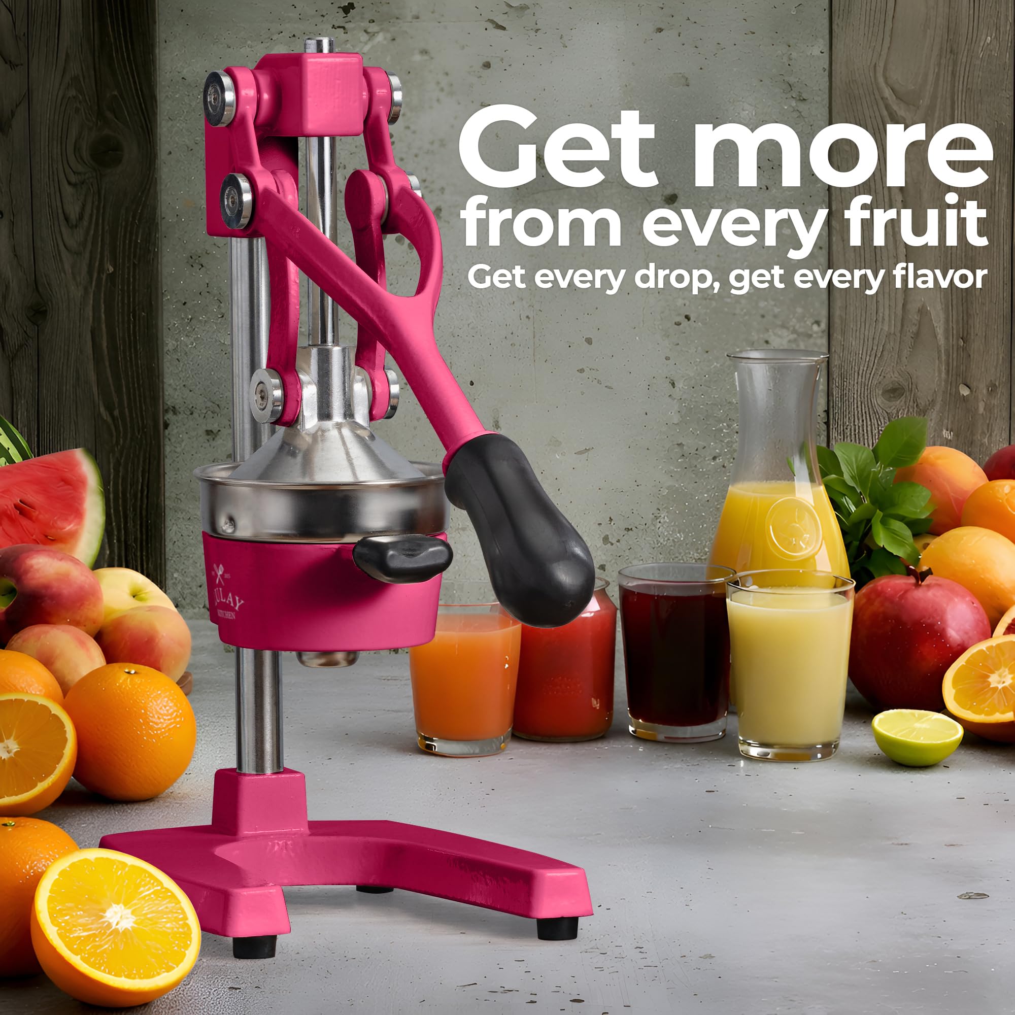 Zulay Kitchen Cast Iron Juicer - Easy-to-Clean Heavy-Duty Manual Juicer, Professional Citrus Juicer - Stainless Steel Lemon Squeezer - Manual Citrus Press & Orange Squeezer - Orange Juicer (Black)