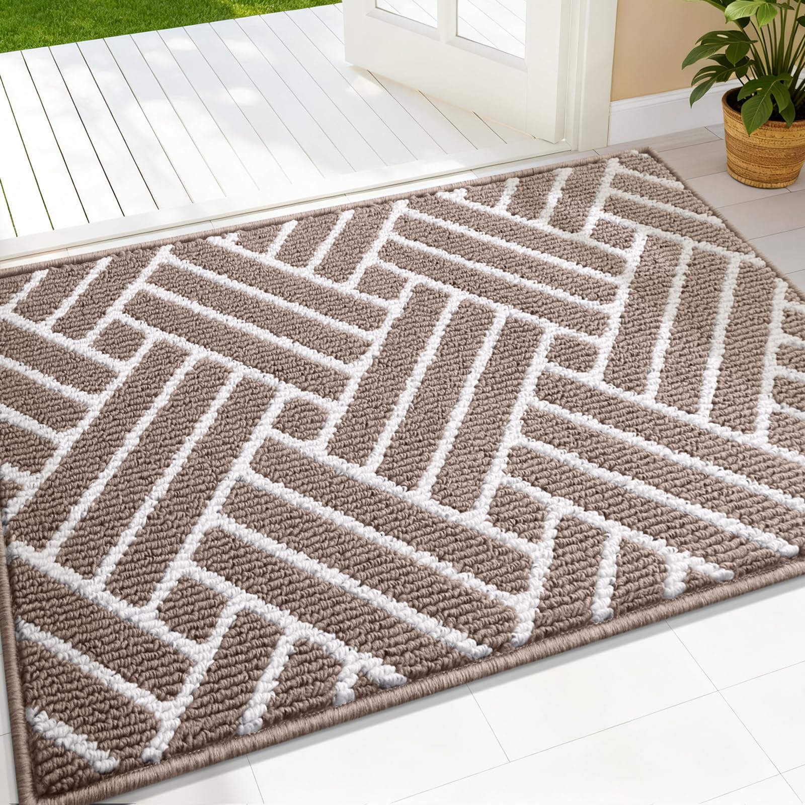 OLANLY Indoor Door Mat, 32x20 Inch, Dirt Resistant and Absorbent, Non-Slip Rubber Backing Floor Mats, Easy Clean Low-Profile Doormat for Entryway, Front Door, and Inside Entrance, Grey