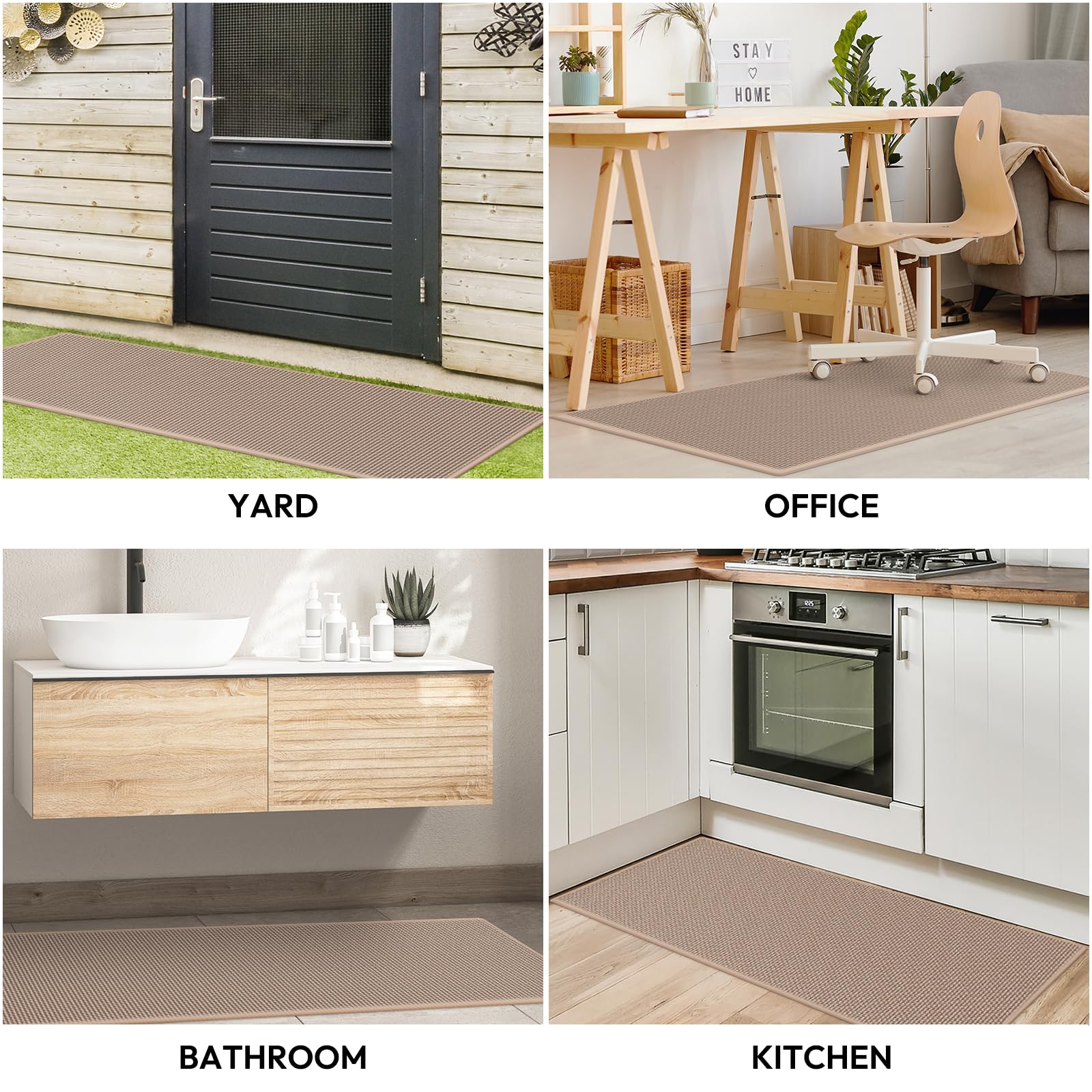 Kitchen Mats for Floor, Kitchen Rug, Nonskid, Washable, Absorbent Kitchen Runner Rug for in Front of Sink, Entryway, Rubber Backing Indoor Door Mat, Farmhouse Style Standing Mat, 17.3"x28", Grey
