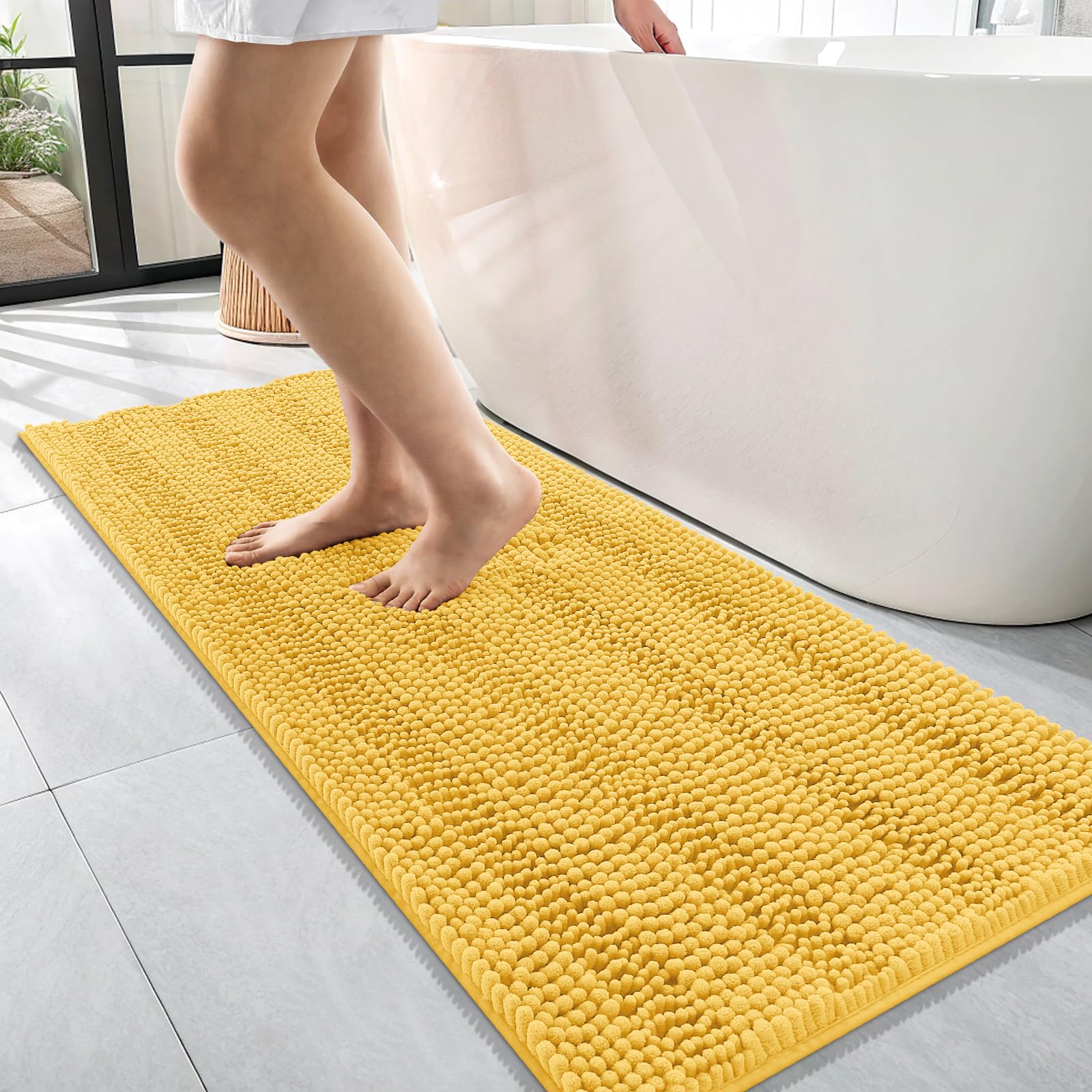 OLANLY Thick Bathroom Rugs 30x20, Extra Soft Absorbent Chenille Striped Bath Rugs, Rubber Backing, Machine Wash Dry, Bath Mats for Bathroom Floor, Tub and Shower, Home Decor Accessories, Grey