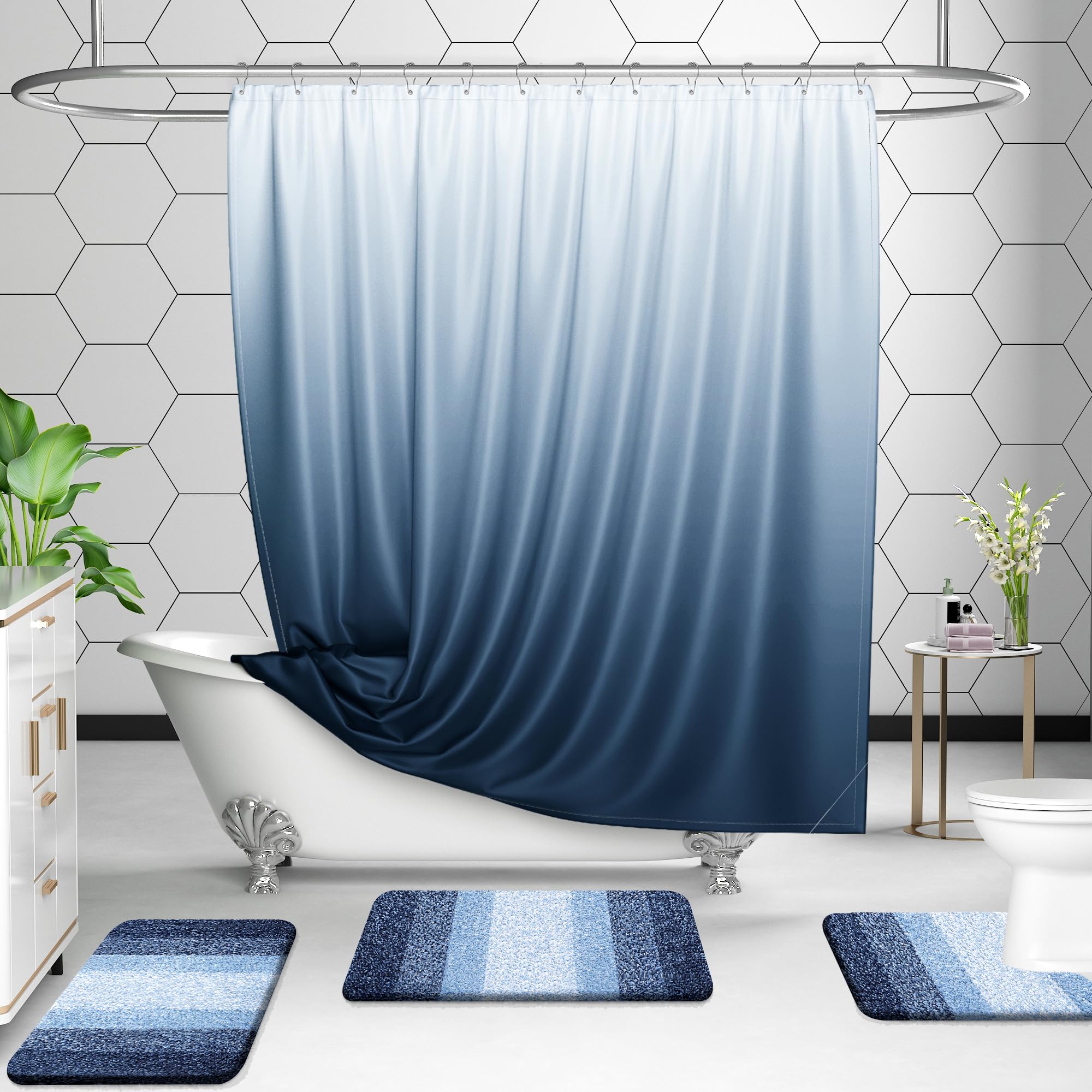OLANLY Bathroom Rugs Sets 3 Piece, Soft Absorbent Microfiber Bath Mats and U-Shaped Contour Toilet Rug, Machine Wash Dry, Plush Shaggy Bath Mat Set for Bathroom (30"x20"+24"x16"+24"x20", Grey)