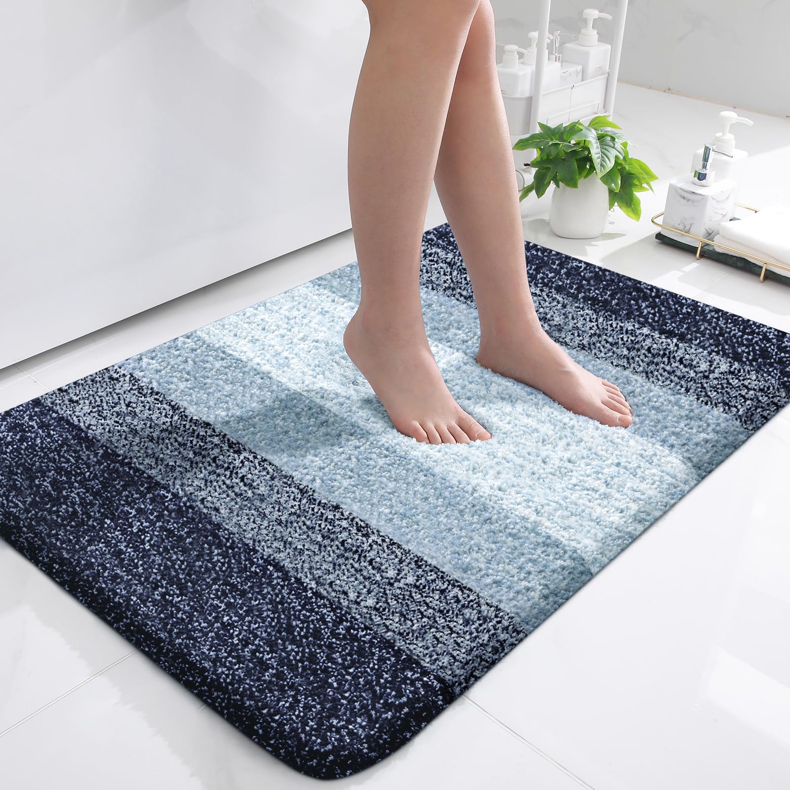 OLANLY Bathroom Rugs Mat 30x20, Extra Soft Absorbent Microfiber Bath Rugs, Rubber Backing, Quick Dry, Machine Washable Bath Mats for Bathroom Floor, Tub and Shower, Home Decor Accessories, Grey