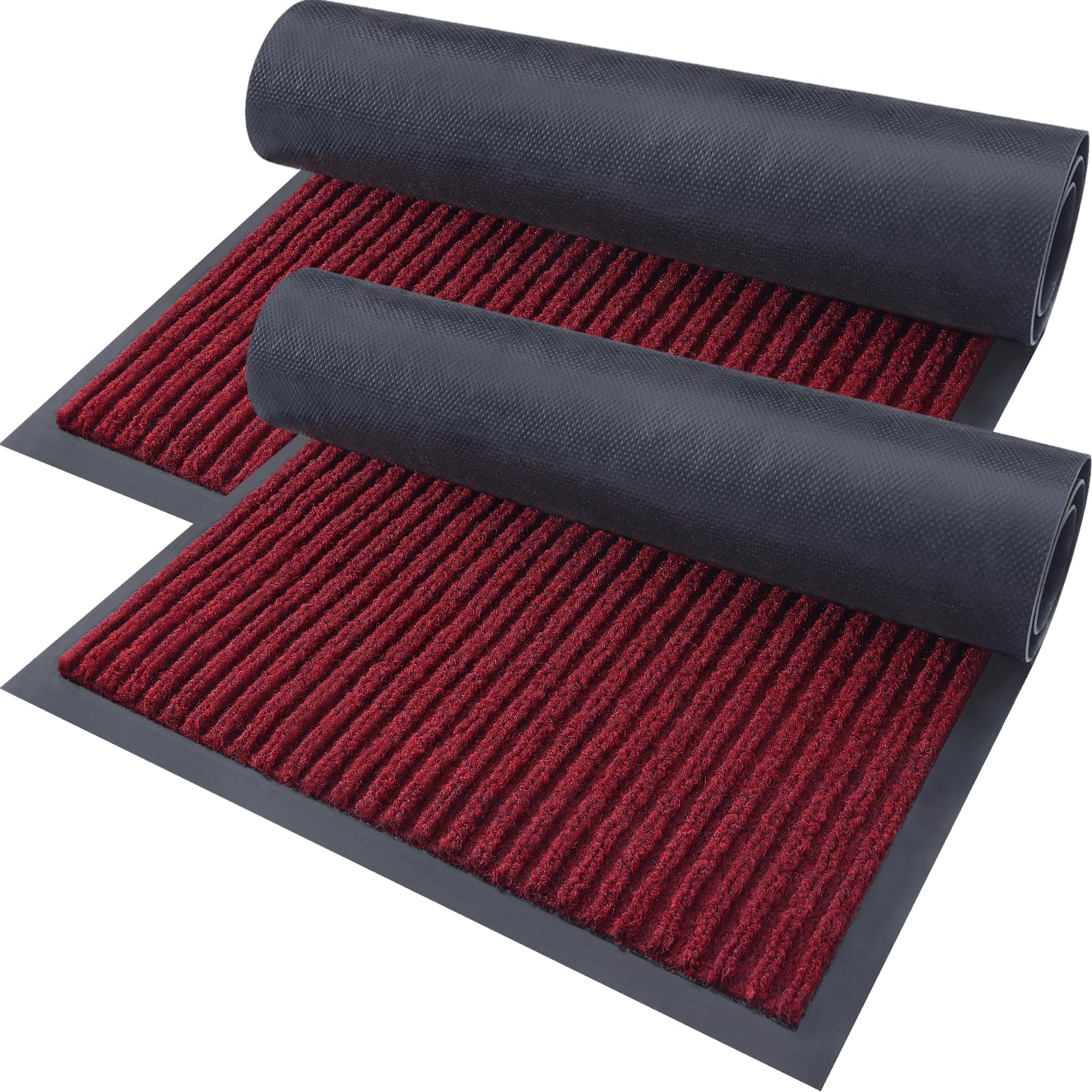 OLANLY Front Door Mat Indoor Outdoor Entrance, 2-Pack 29.5 x 17 Inch, Waterproof Heavy Duty Doormat, Fade Resistant, Low Profile, Easy Clean Patio Porch Welcome Floor Mats for Entry, Grey