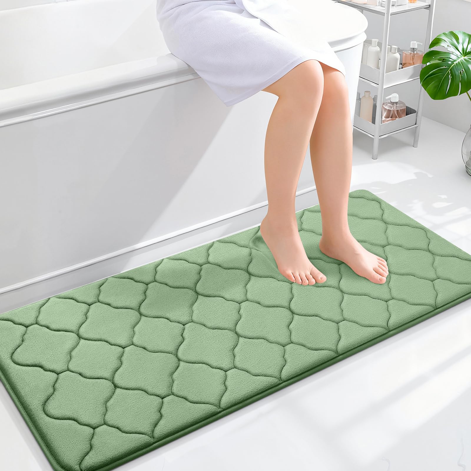 OLANLY Memory Foam Bath Mat Rug 24x16, Ultra Soft and Absorbent Bathroom Rugs, Non-Slip, Comfortable, Machine Washable Bath Carpet for Bathroom Floor, Tub, Shower and Home Decor Accessories, Black