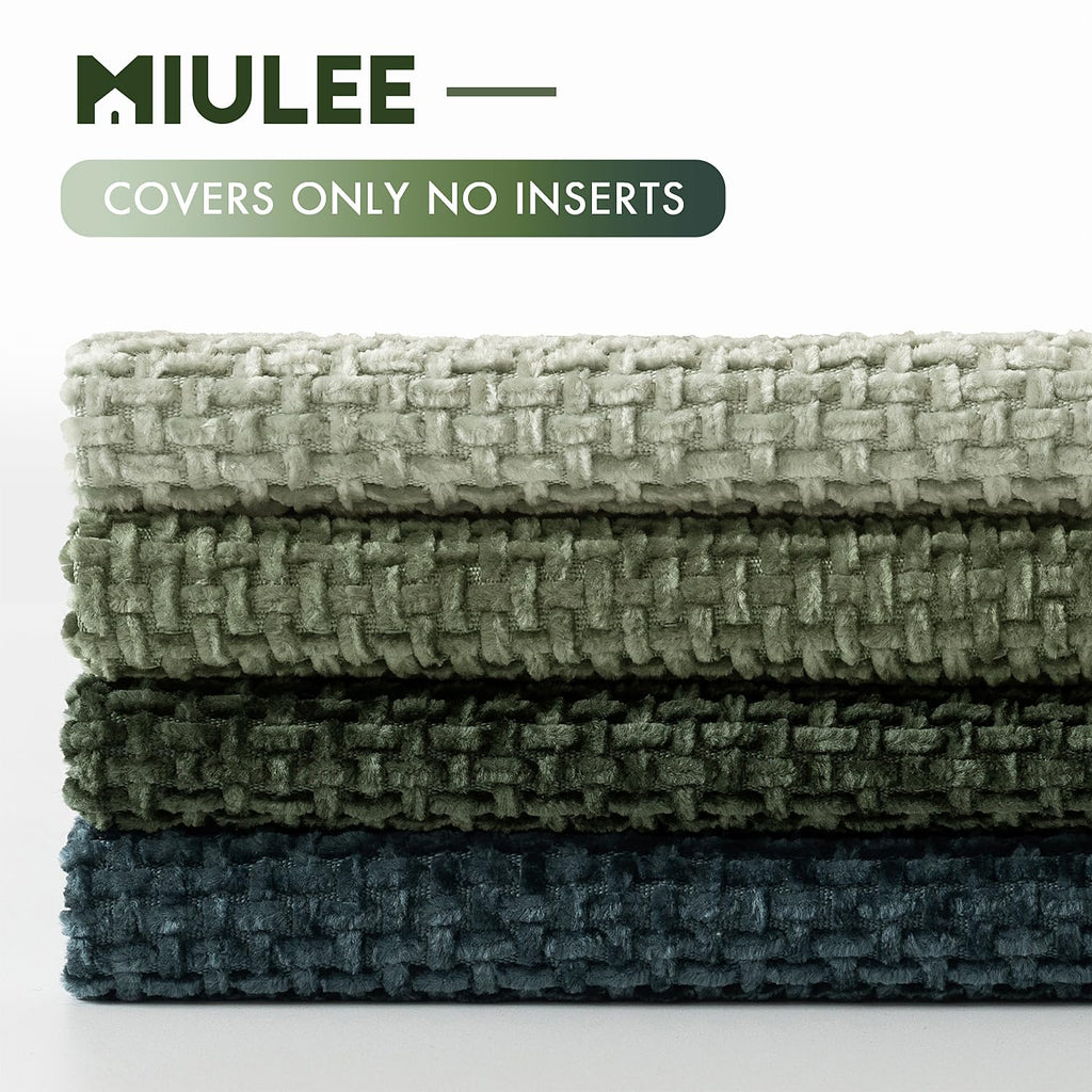 MIULEE Pack of 4 Couch Throw Pillow Covers 18x18 Inch Neutral Blue Soft Decorative Chenille Pillow Covers Farmhouse Accent Cushion Covers for Boho Western Spring Coastal Decor Sofa Bed Living Room