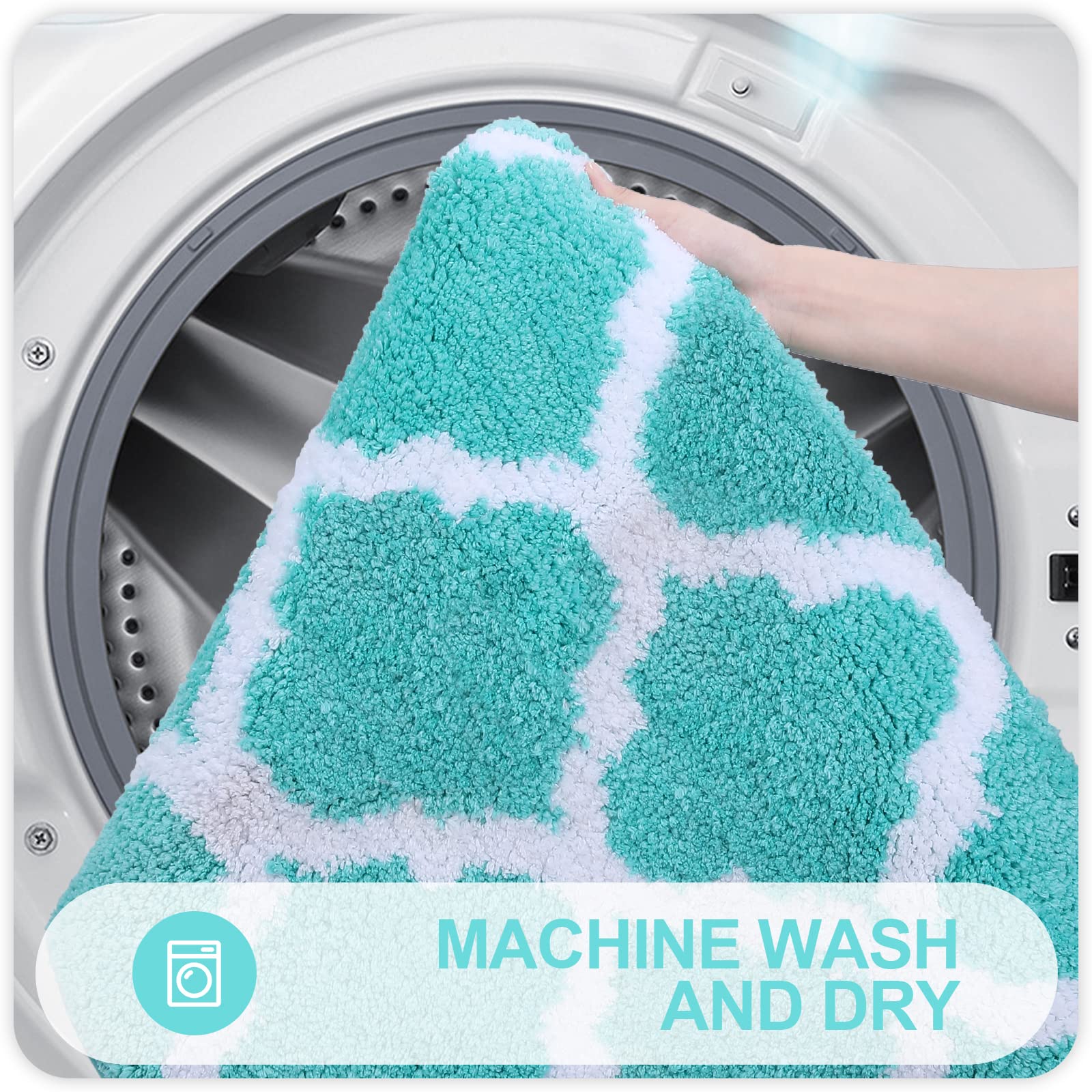 OLANLY Bathroom Rugs Set 2 Piece, Microfiber Bath Shower Mat and U-Shaped Toilet Rug, Machine Wash Dry, Non-Slip Absorbent Shaggy Bath Mats for Tub, Shower and Bathroom (24"x16"+24"x20", Grey)