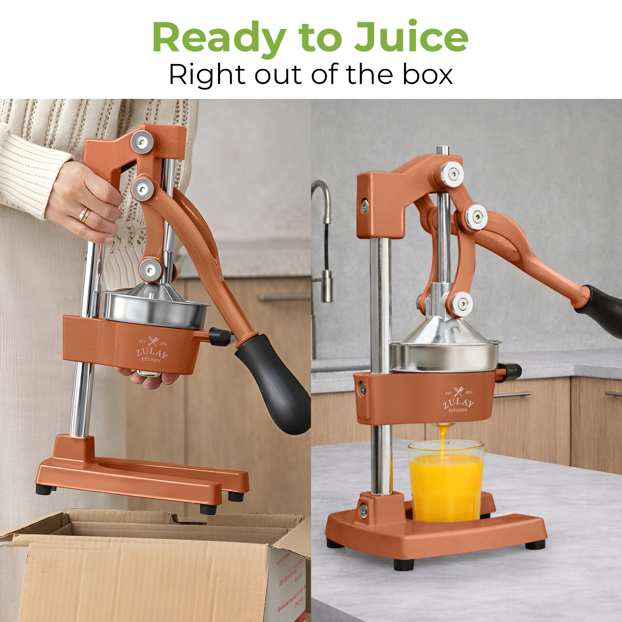 Zulay Kitchen Cast Iron Juicer - Easy-to-Clean Heavy-Duty Manual Juicer, Professional Citrus Juicer - Stainless Steel Lemon Squeezer - Manual Citrus Press & Orange Squeezer - Orange Juicer (Black)