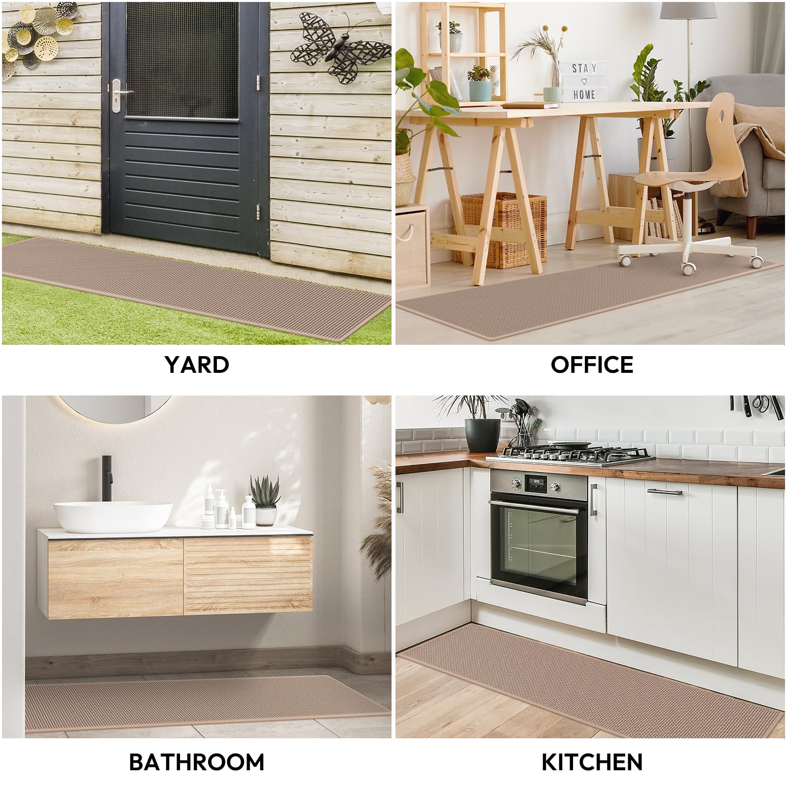 Kitchen Mats for Floor, Kitchen Rug, Nonskid, Washable, Absorbent Kitchen Runner Rug for in Front of Sink, Entryway, Rubber Backing Indoor Door Mat, Farmhouse Style Standing Mat, 17.3"x28", Grey