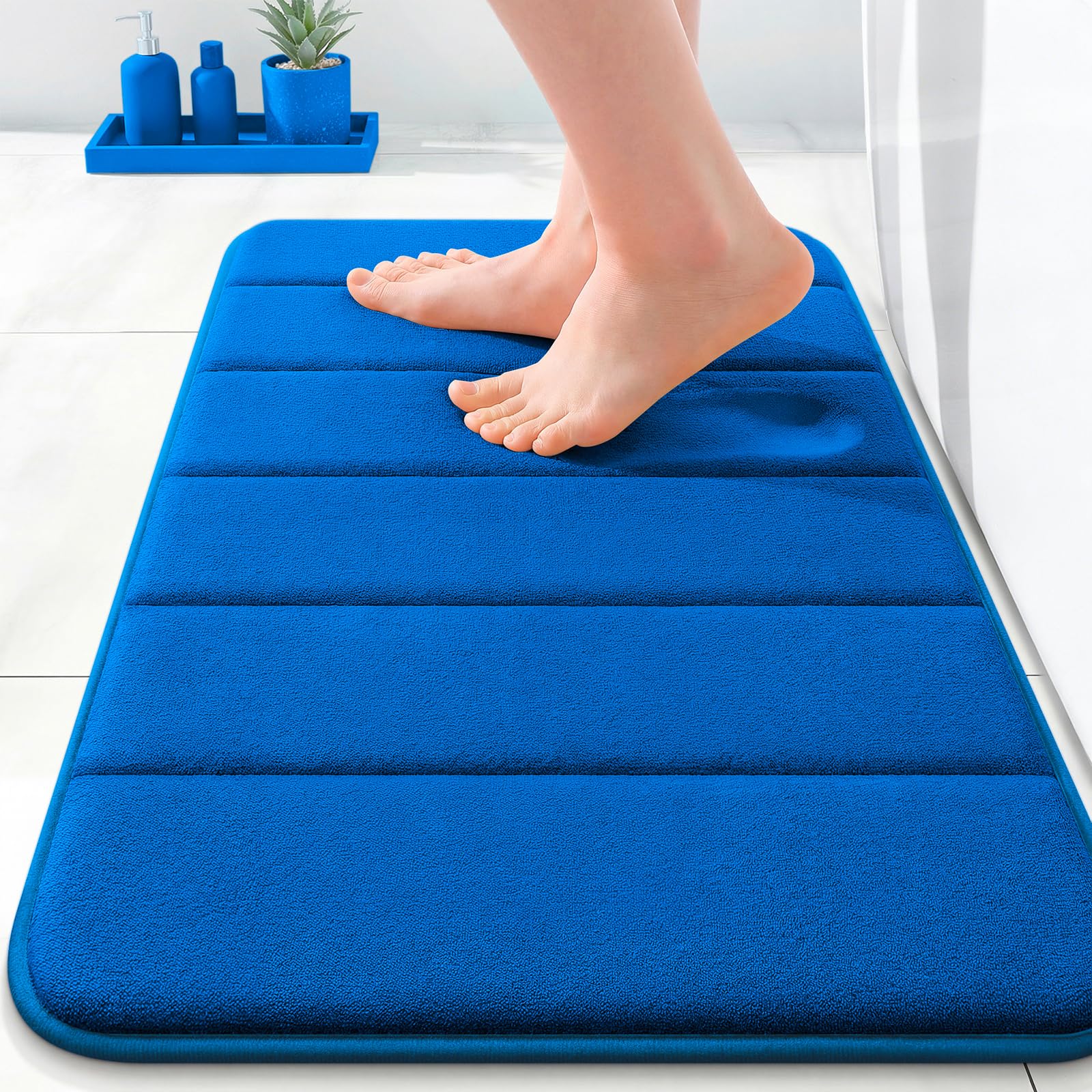 OLANLY Memory Foam Bath Mat 30x20, Super Soft Absorbent Bathroom Rugs, Quick Dry, Machine Washable Shower Floor Rugs, Bathmat Carpet, Bathroom Home Decor Accessories, Grey