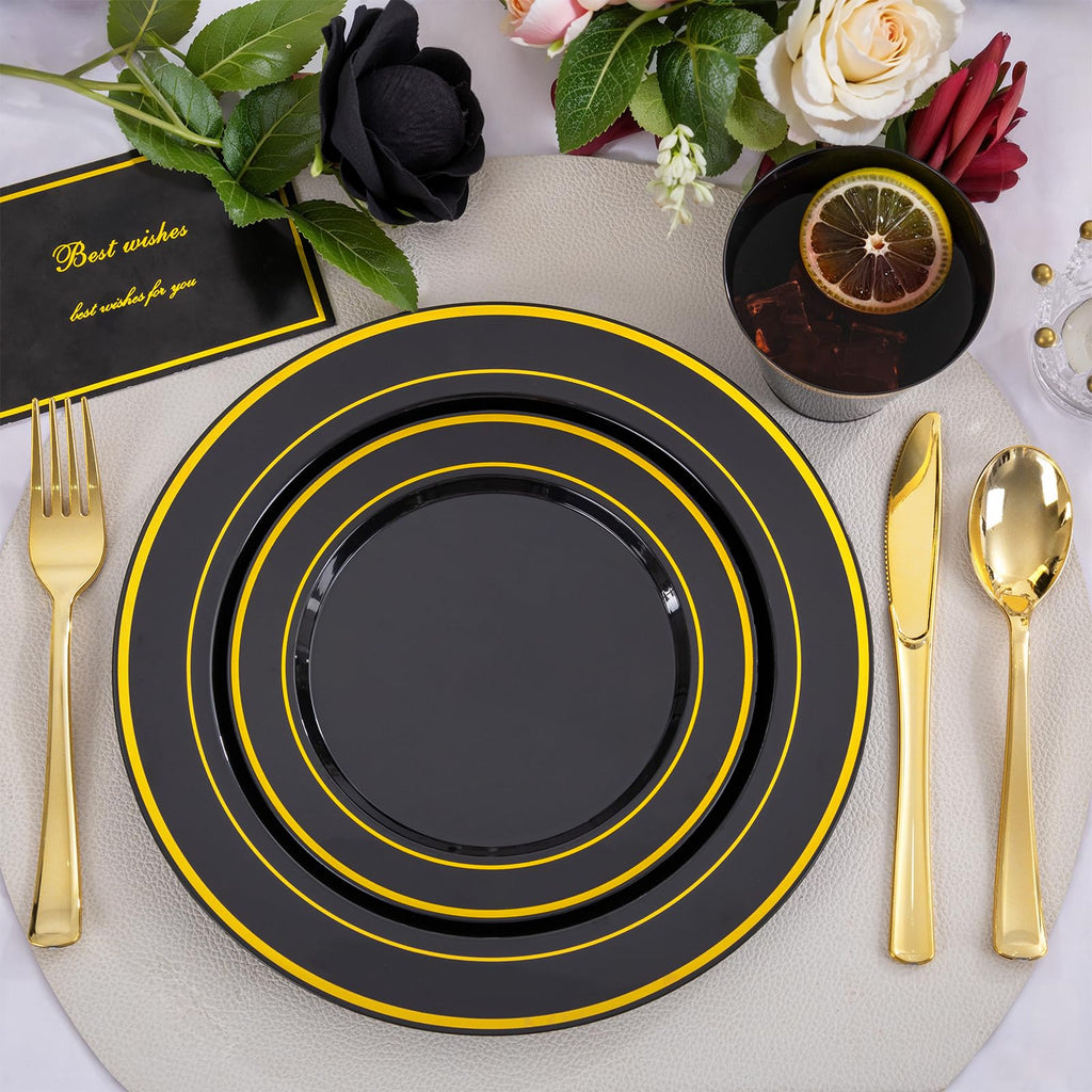 WELLIFE 600 PCS Silver Disposable Dinnerware Set for 100 Guests, Wedding Reception Plates & Silver Plastic Tableware, Dinner & Salad Plates, Cups, Forks, Knives & Spoons for Weddings & Elegant Events